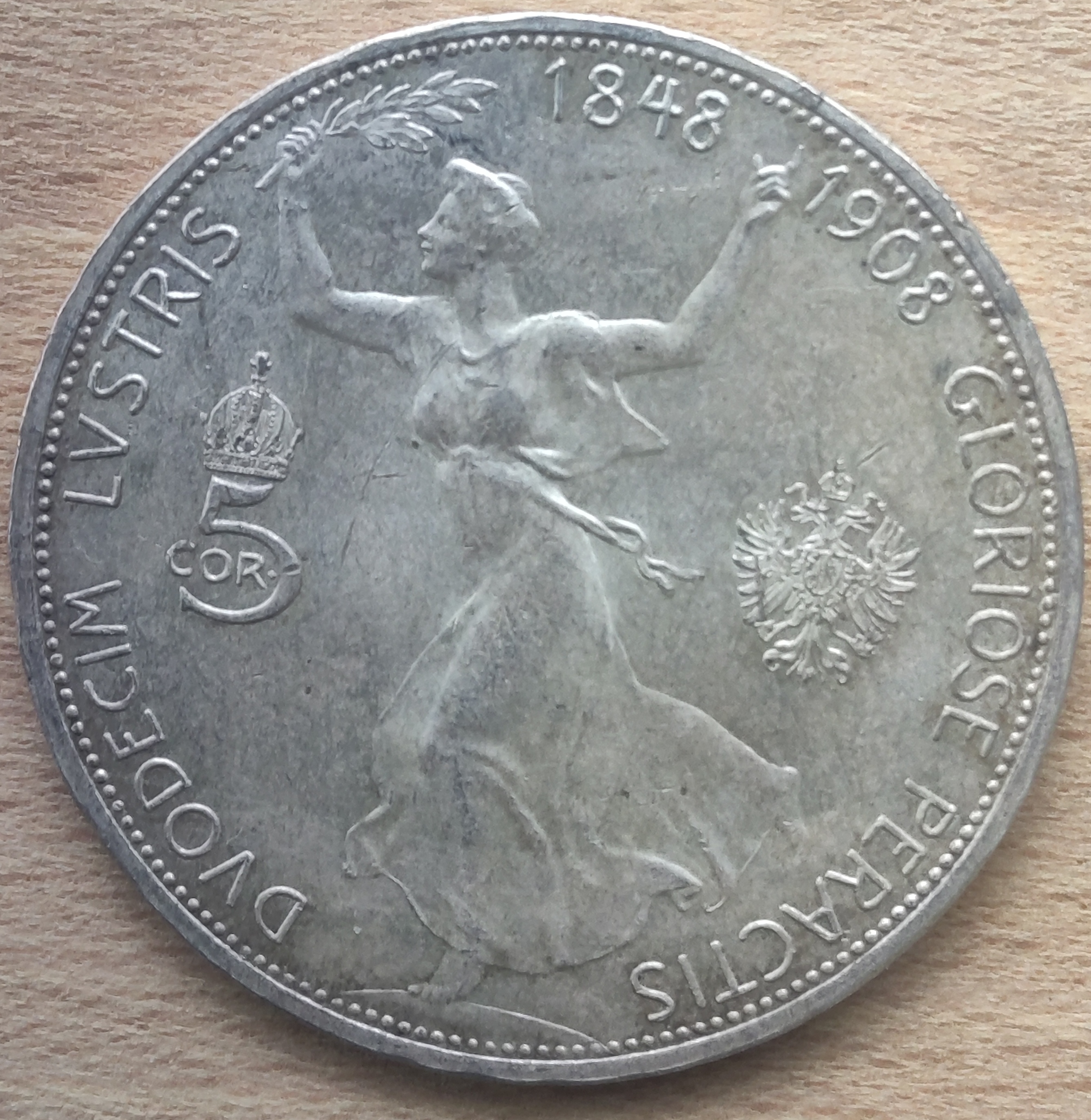 Stříbrná mince Rakousko Uhersko. 5 Koruna Františka Josef 1908 ( 4014 )