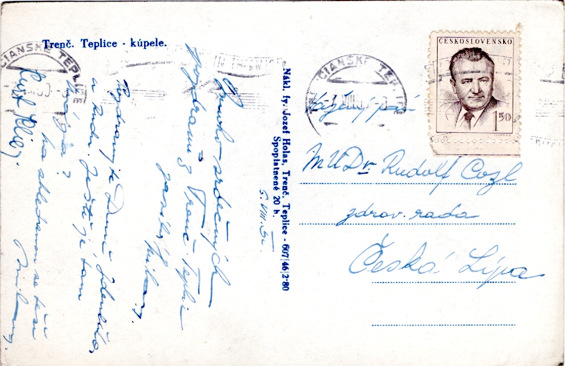 Stará Pohlednice A16, Trenčianské Teplice - Kúpele, rok 1950