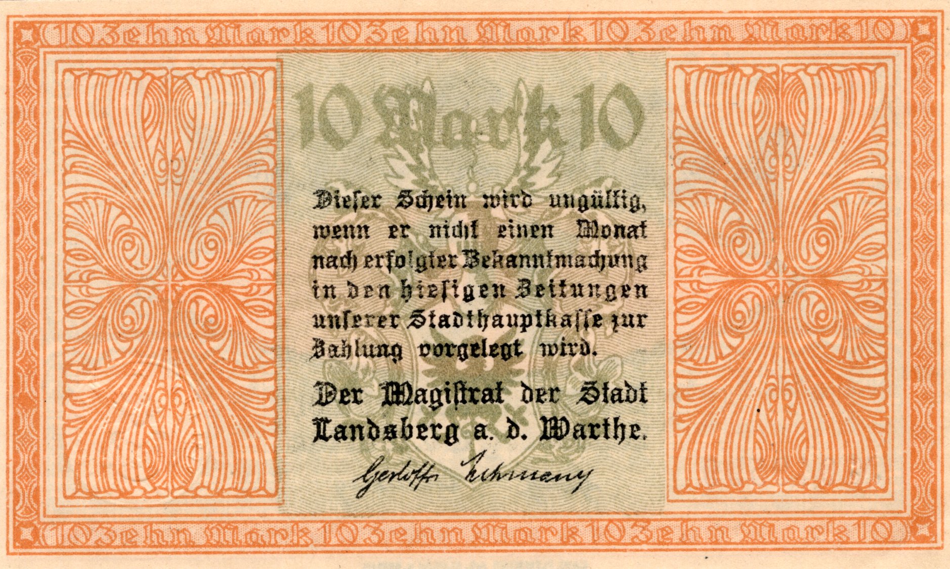 Bankovka - Nouzové peníze 10 Marek, N049599, Krásný stav !