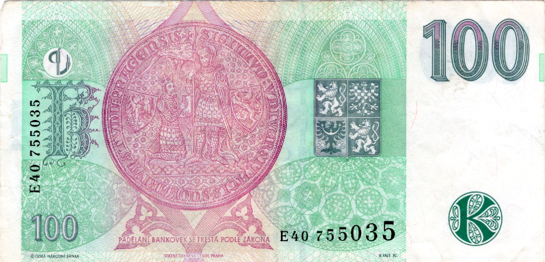 Bankovka 100 Kč 1997, Série E40 755035