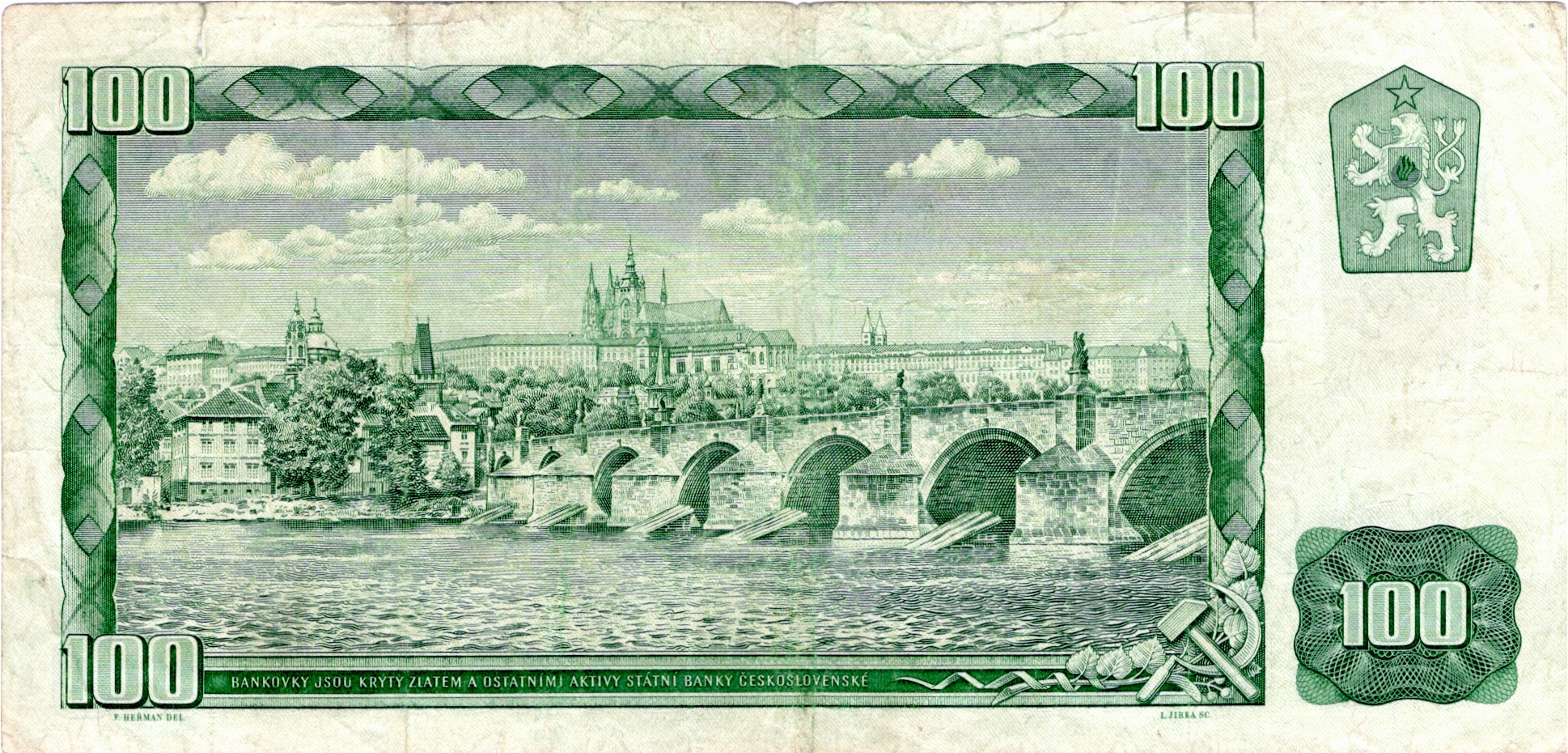 Československa Bankovka 100 Korun, 1961, G35 180863, Slovenský kolek