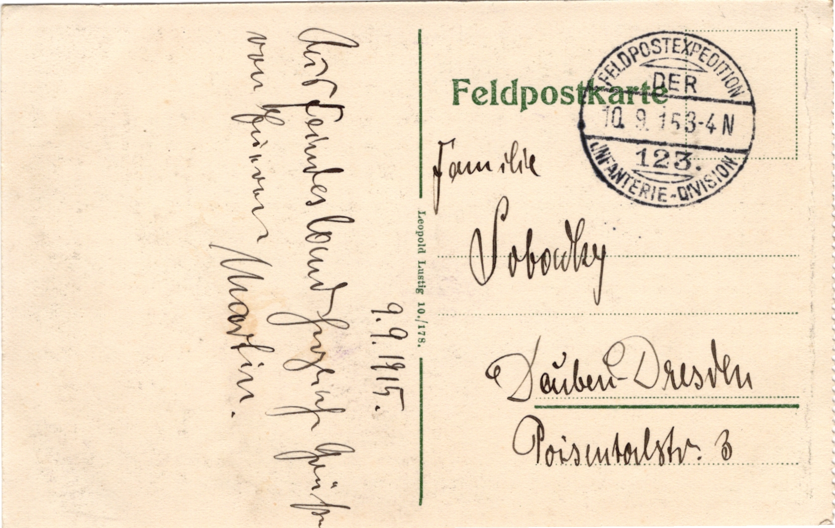 Stará Pohlednice A18, Polní pošta rok 1915