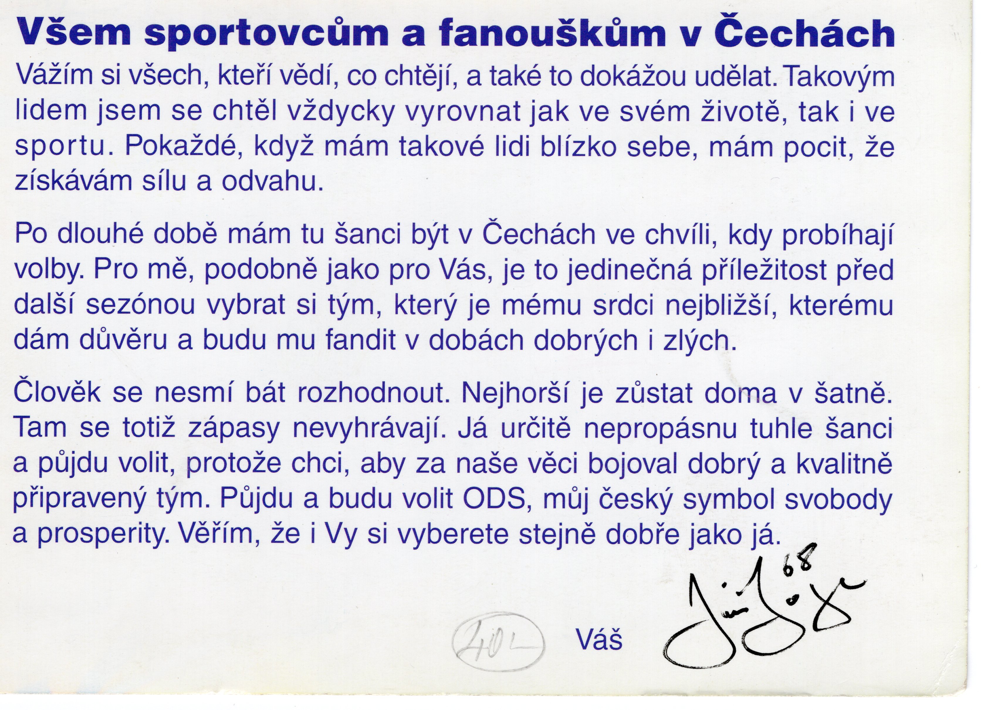 Jaromír Jágr - Volební ODS