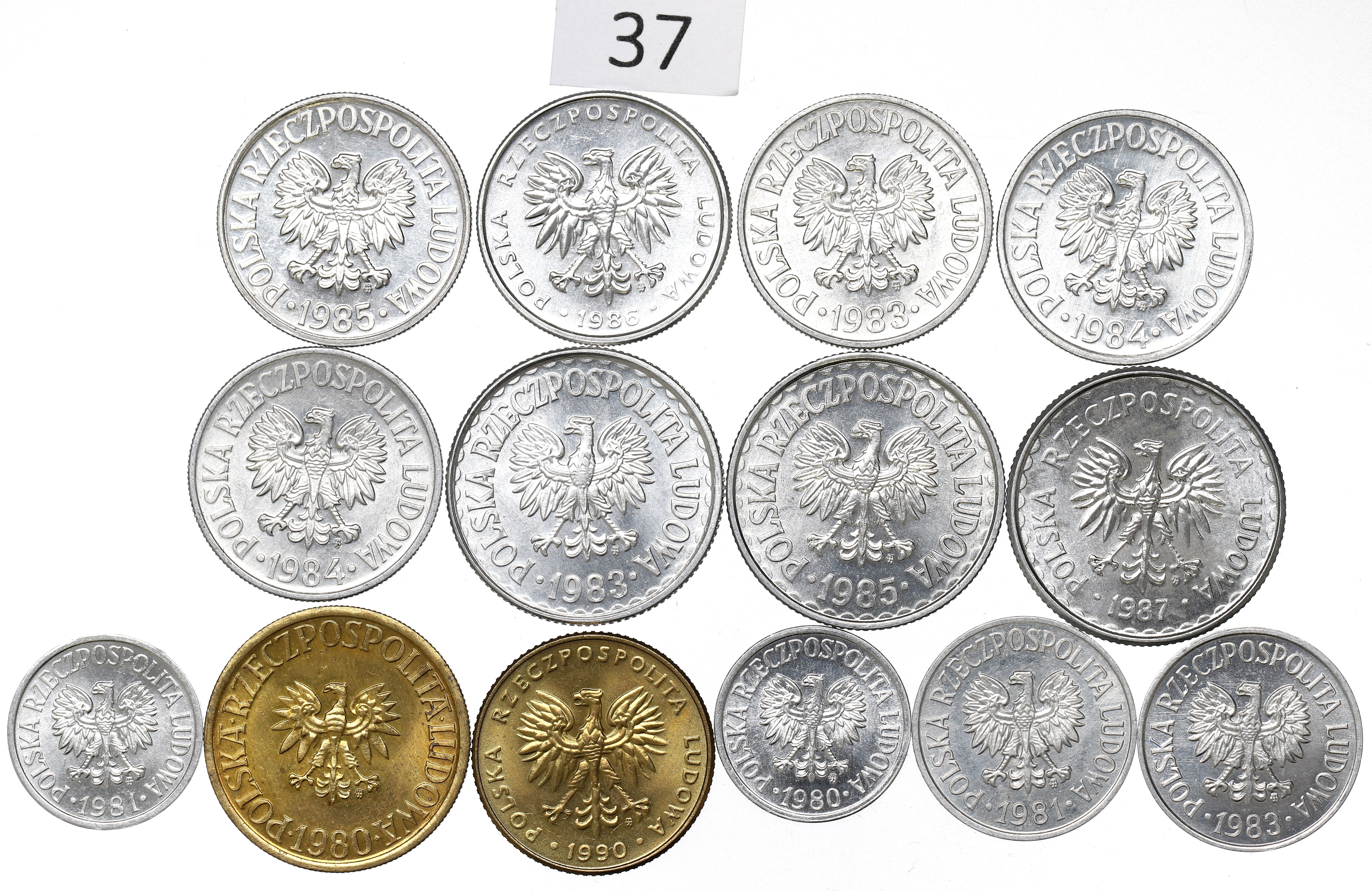 Krásná Sada mincí 14ks Polské groše 1980-90 Konvolut, Kod 37