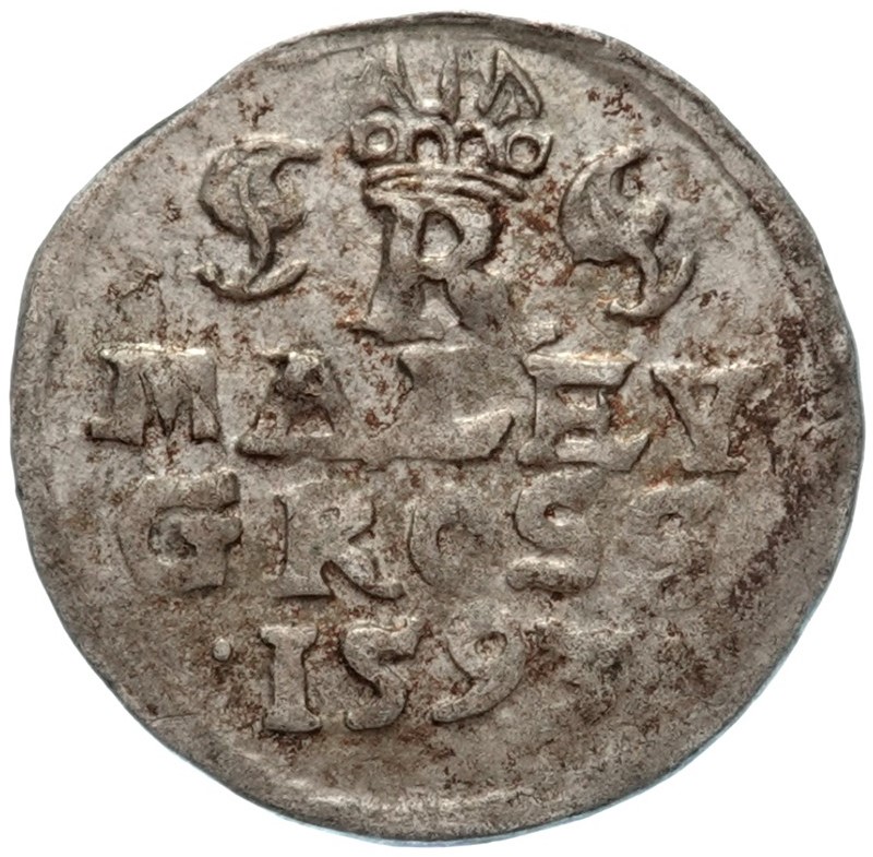 Pěkný Stříbrný Malý groš, České Budějovice - Rudolf II., 1593, 0,94 gramů