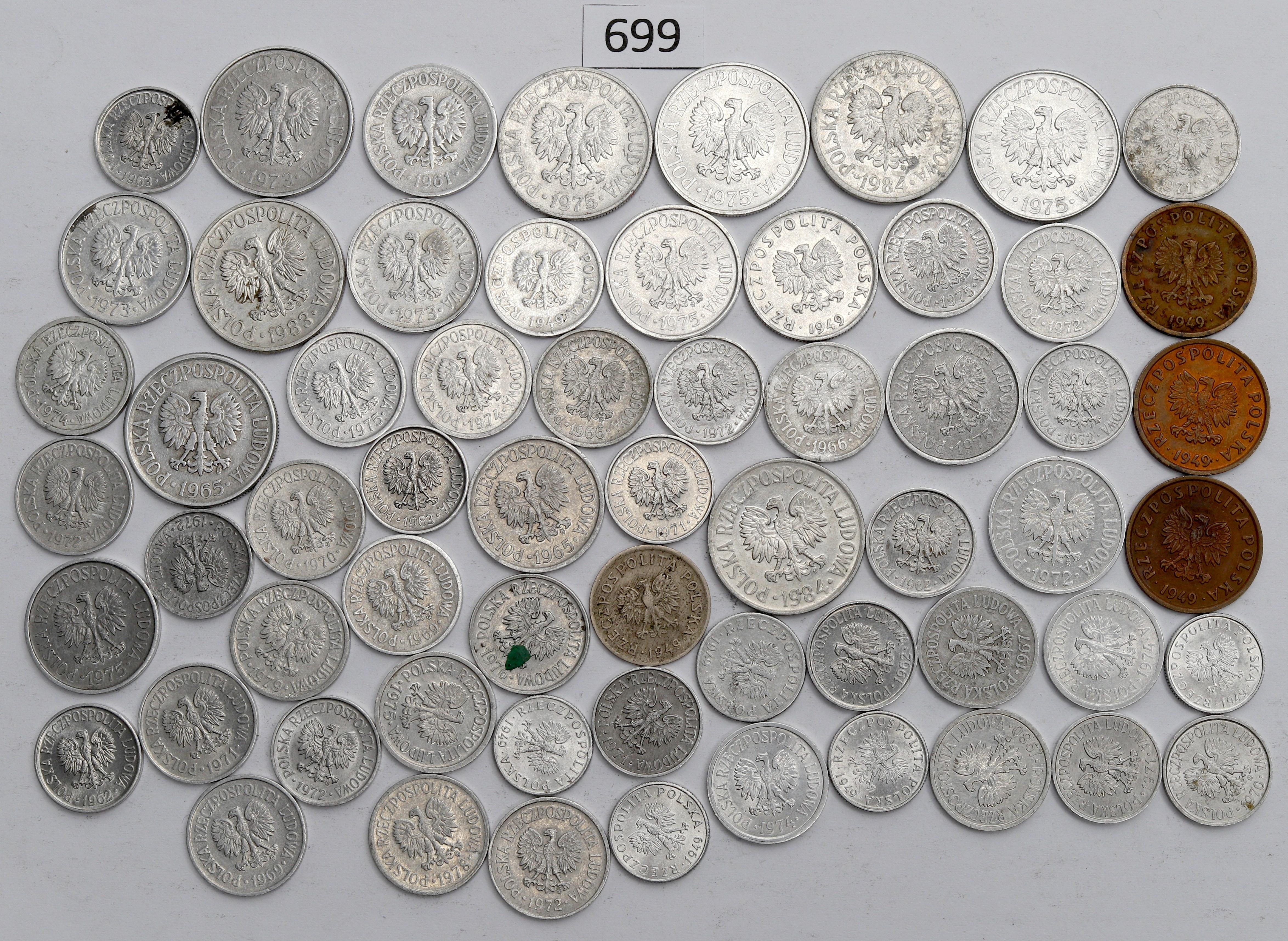 Sada mincí 62ks Polská lidová republika 1-50 grošů 1949-84, Kod 699