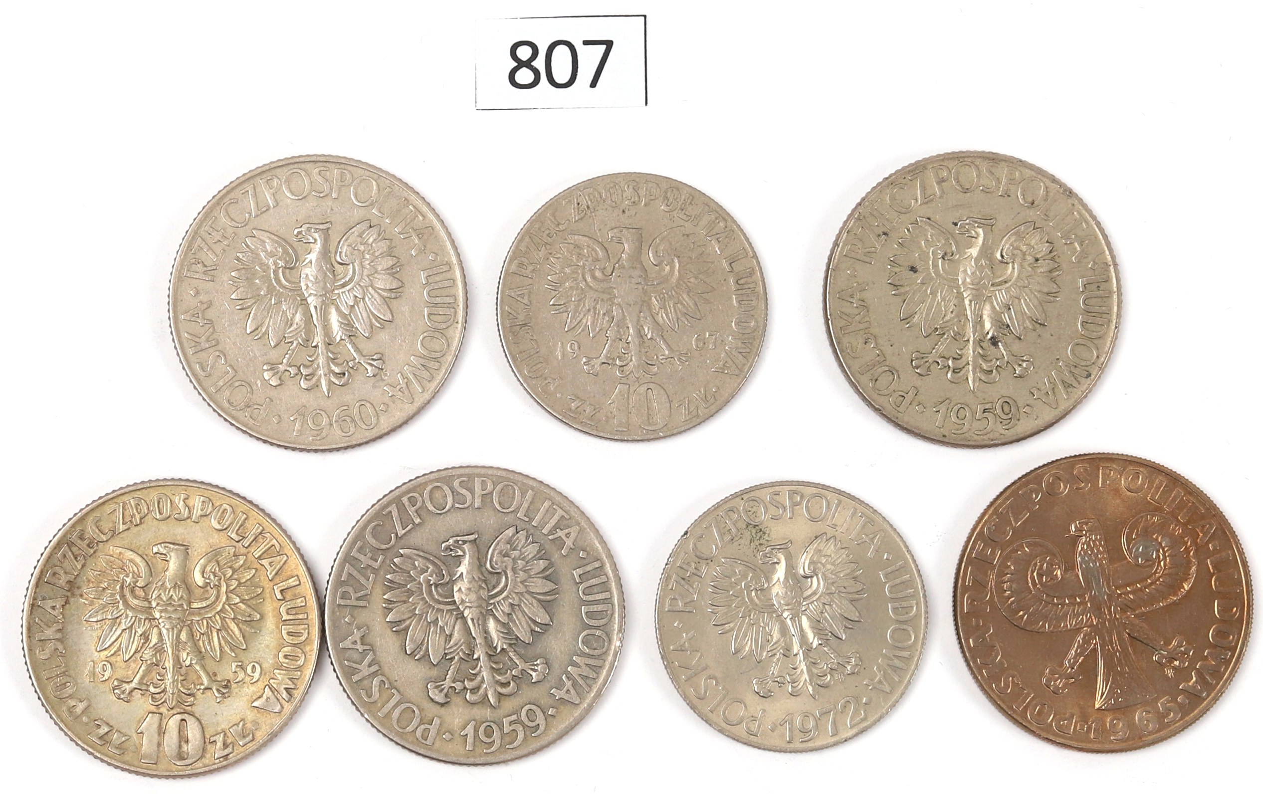 Sada mincí 7ks Polská lidová republika, 10 zlotých. Kod 807