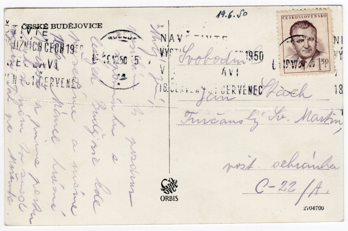 Stará Pohlednice České Budějovice 1950
