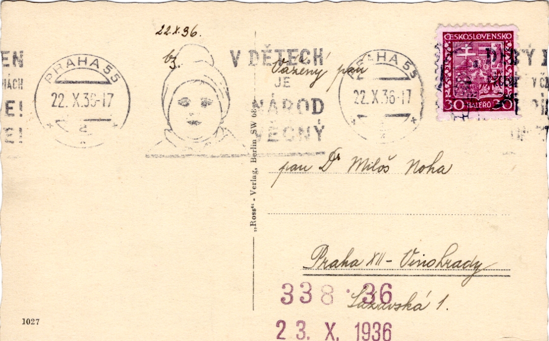 Stará Pohlednice Praha rok 1936, V dětech je národ věčný