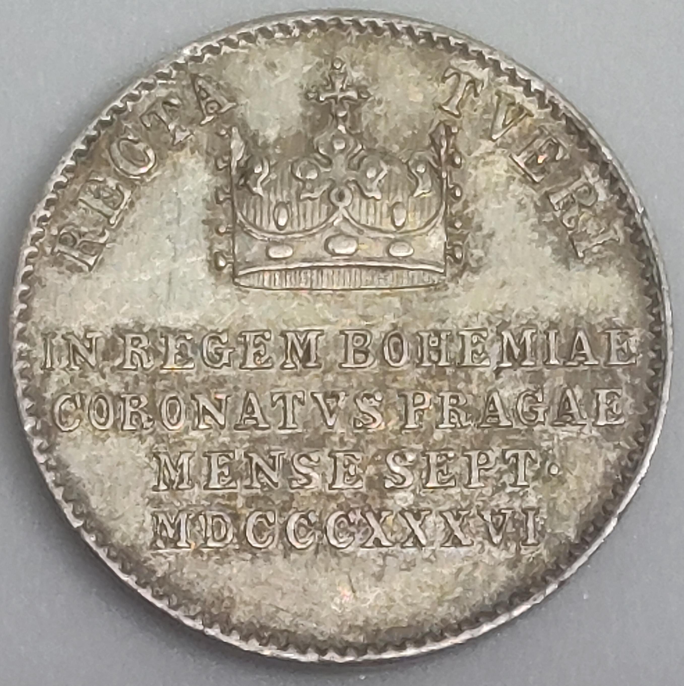 Stříbrná Mince Korunovační žeton Ferdinanda dobrotiveho 1836 Videň 0/0 RL