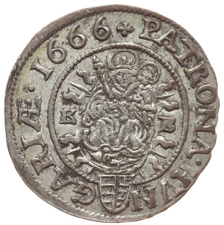 Stříbrná mince 3 Groš, rok 1666 KB, Kod 4055 Luxusní !