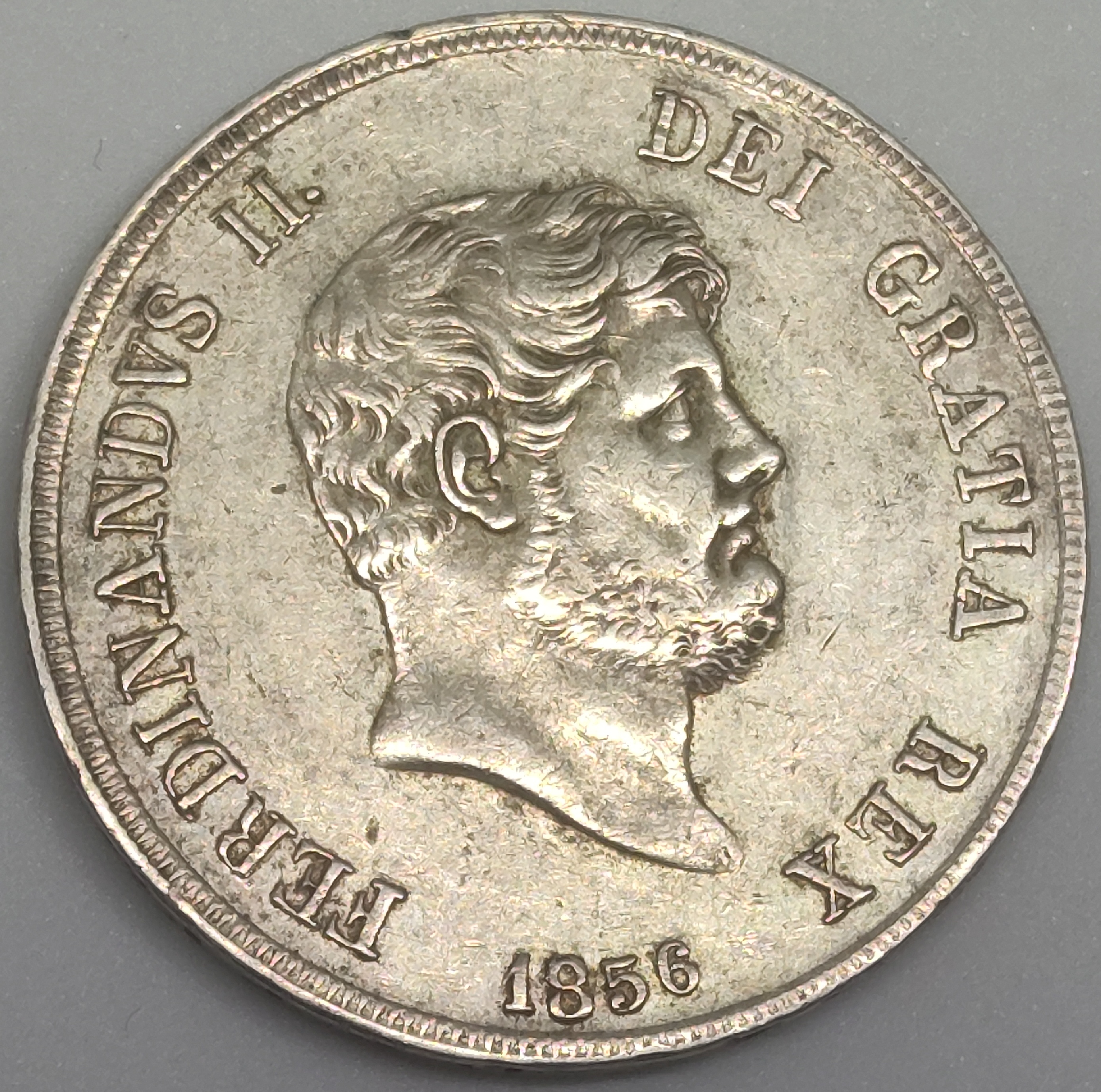 Stříbrná mince Kálovství Sicílie 1856 120 Grana, 27,53 gramů