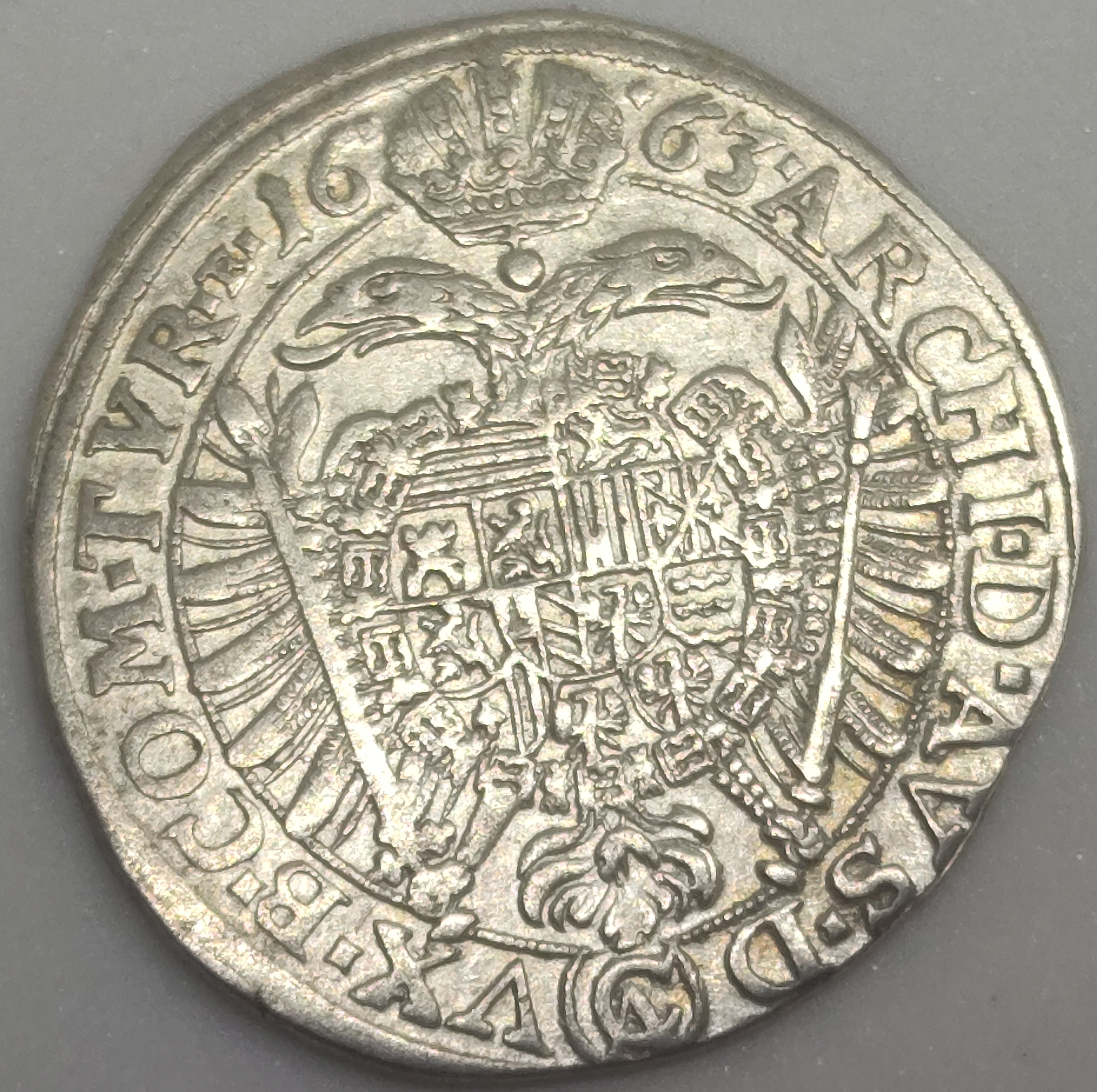 Stříbrná mince Leopold I., 15 krejcar, Rok 1663 CA, Vídeň