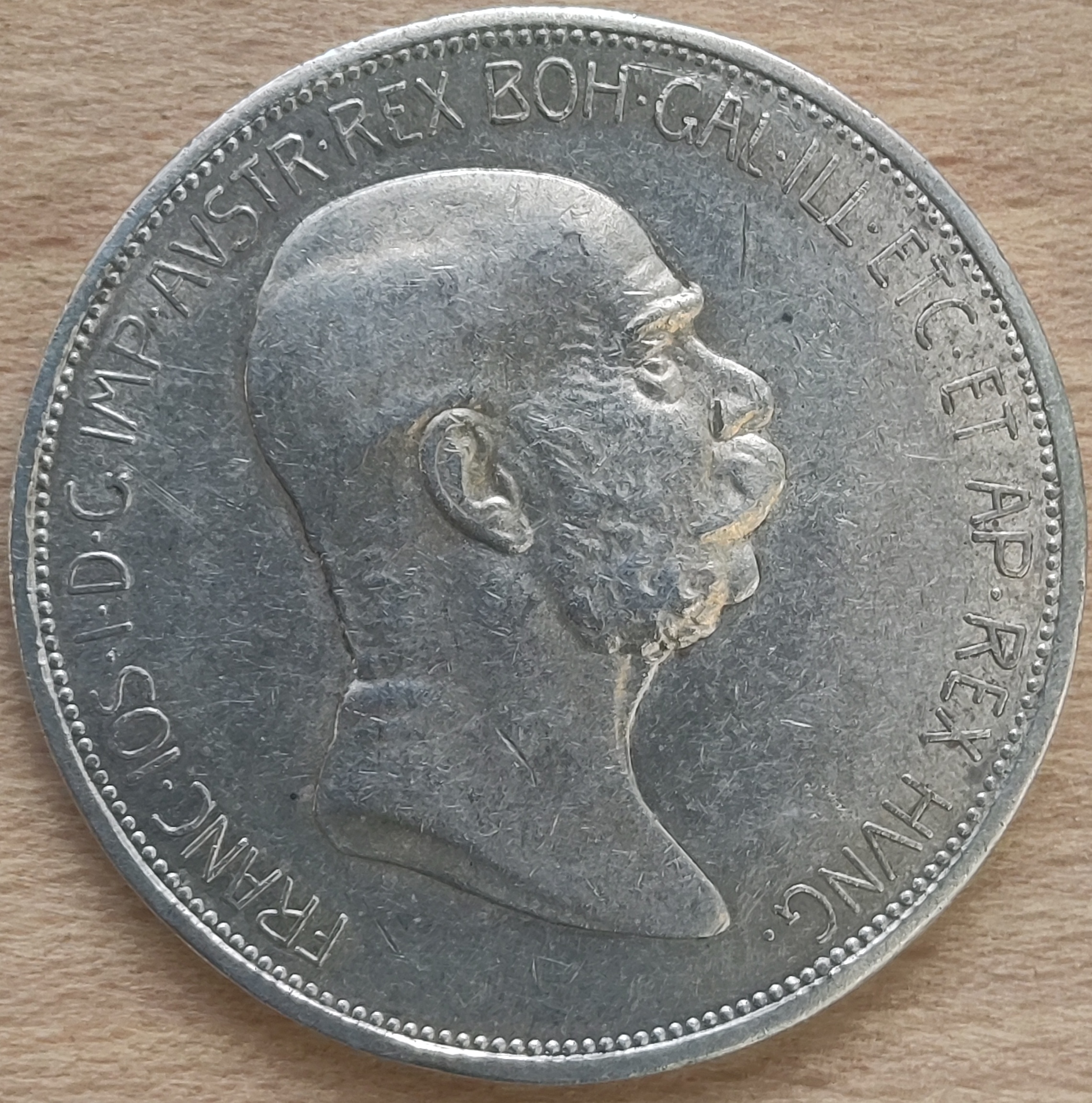 Stříbrná mince Rakousko Uhersko. 5 Koruna Františka Josef 1908 ( 4017 )