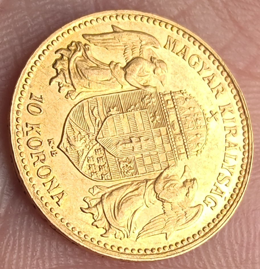 Zlatá uherská mince 10 korona 1909 KB, František Josef I. ( 3334 )