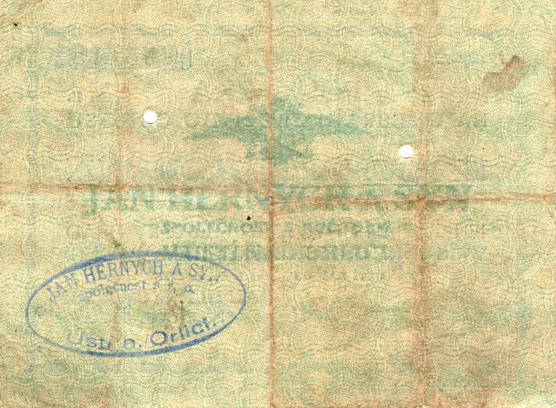 Poukázka 1 koruna 1. dubna 1915 Ústi nad Orlici - Jan Henrych a syn 