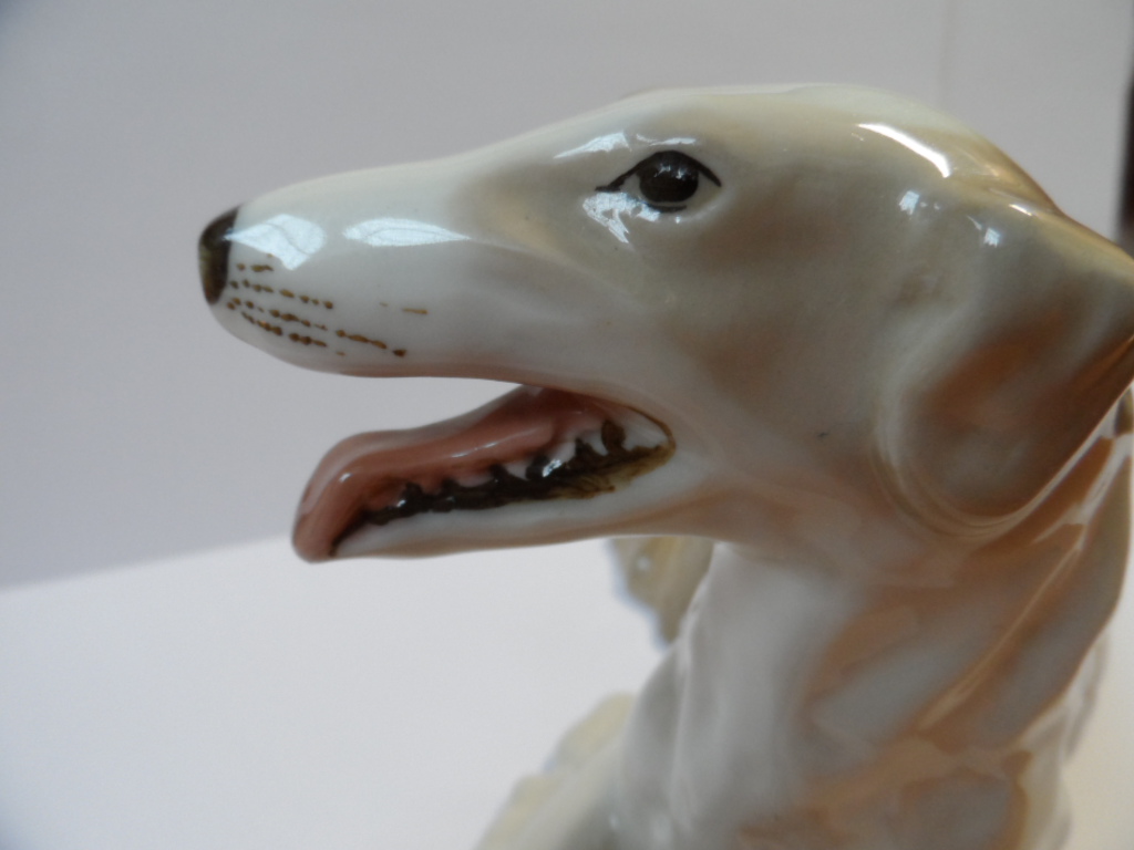 Krásný velký pes Royal Dux - 27cm ! Porcelánový pes.