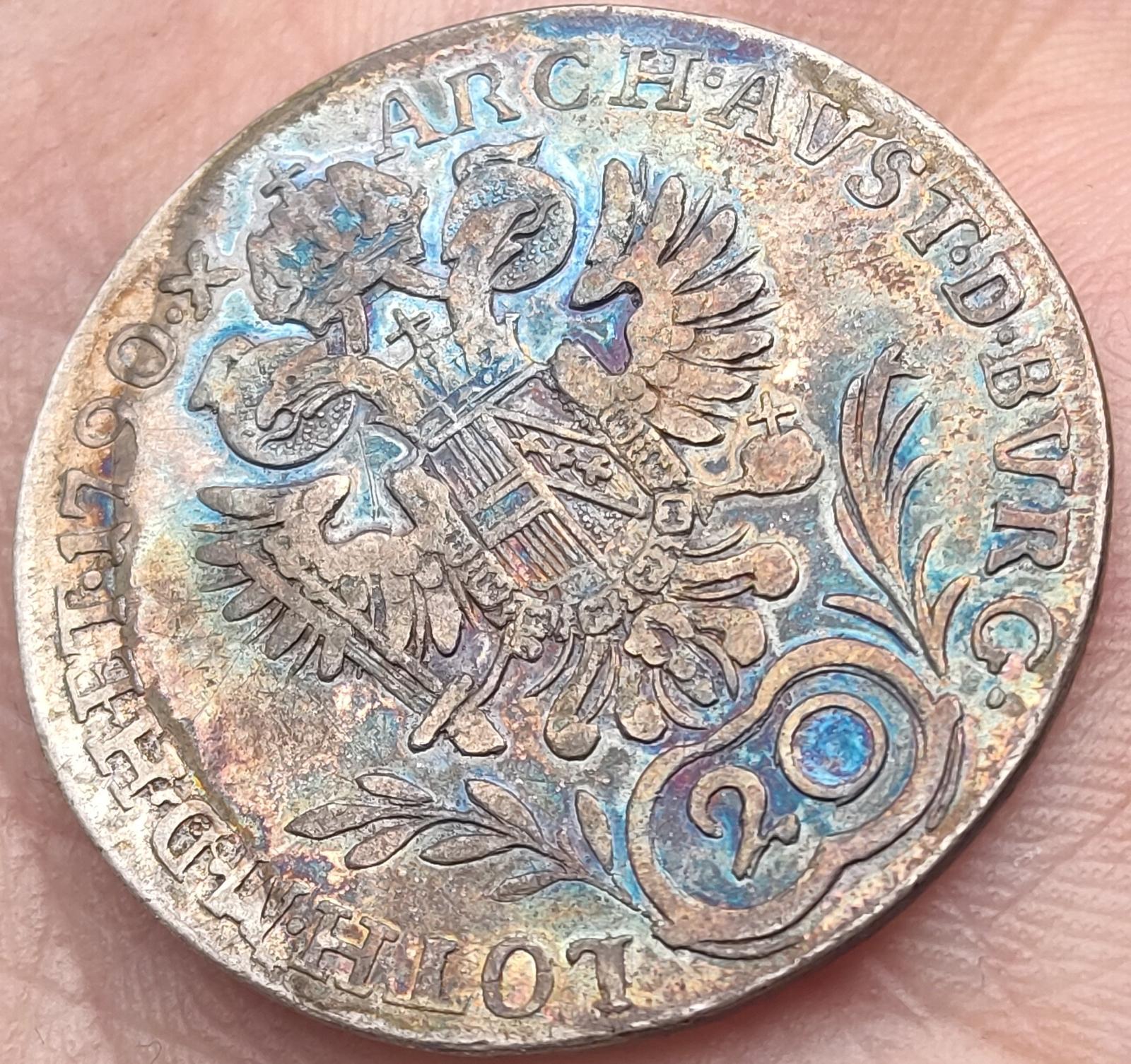 Stříbrná mince 20 krejcarů 1790 G, Vzácnější typ ( kod 8 )