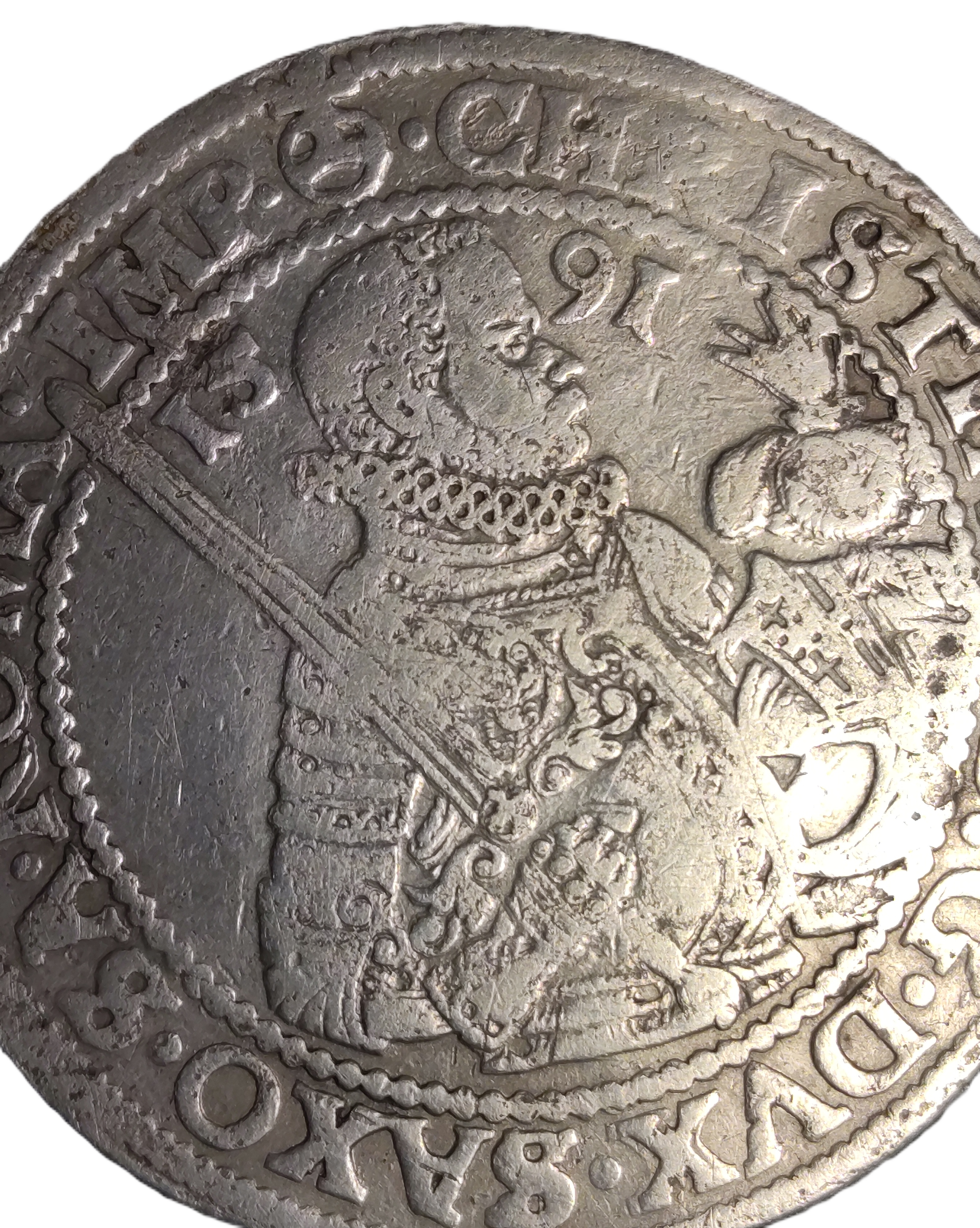 Stříbrná mince Kristián I. Saský 1586-1591 - Tolar, 28,58 gramů, průměr 40 mm kod:3120