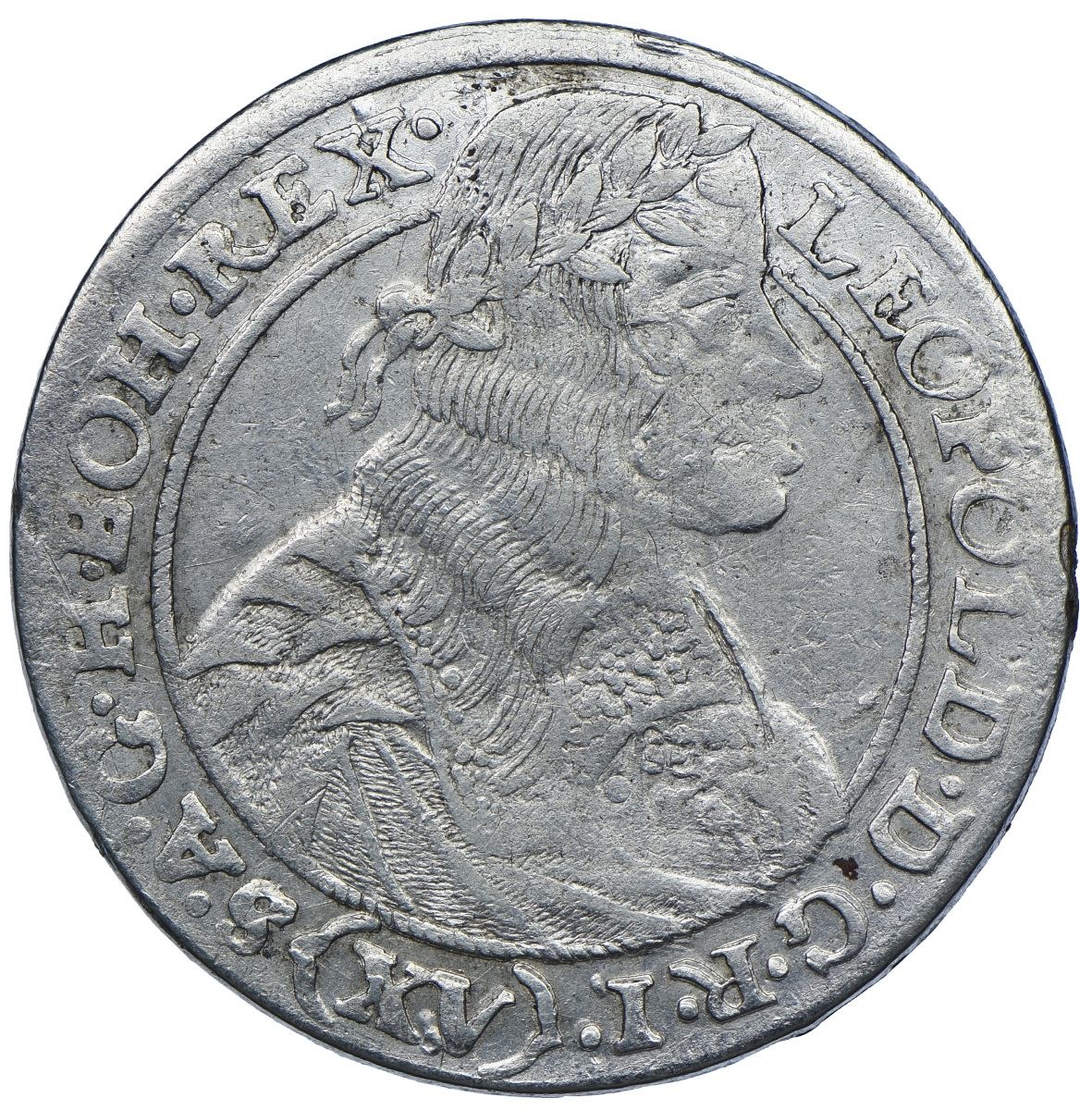 Stříbrná mince Leopold I., 15 krejcar, Rok 1664, SHS - Vzácný !!!