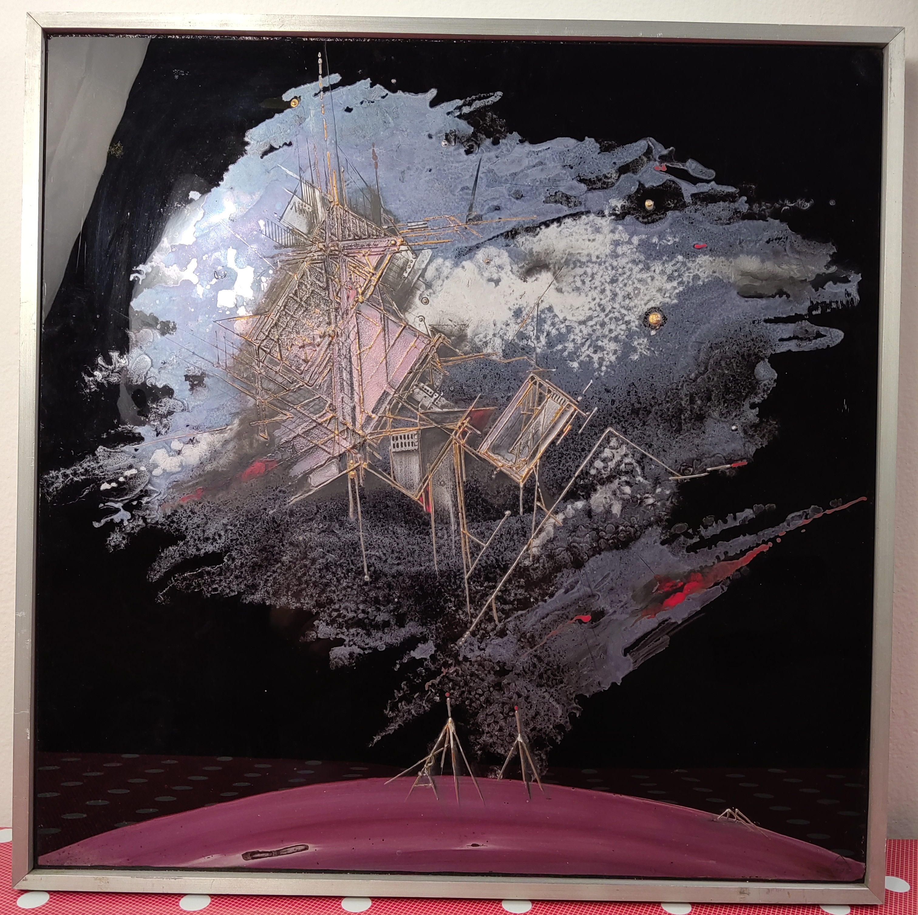 Obraz, vypalovaná malba na plastickém skle, Antonie Jankovcová 52cm x 52cm Exklusiv !!