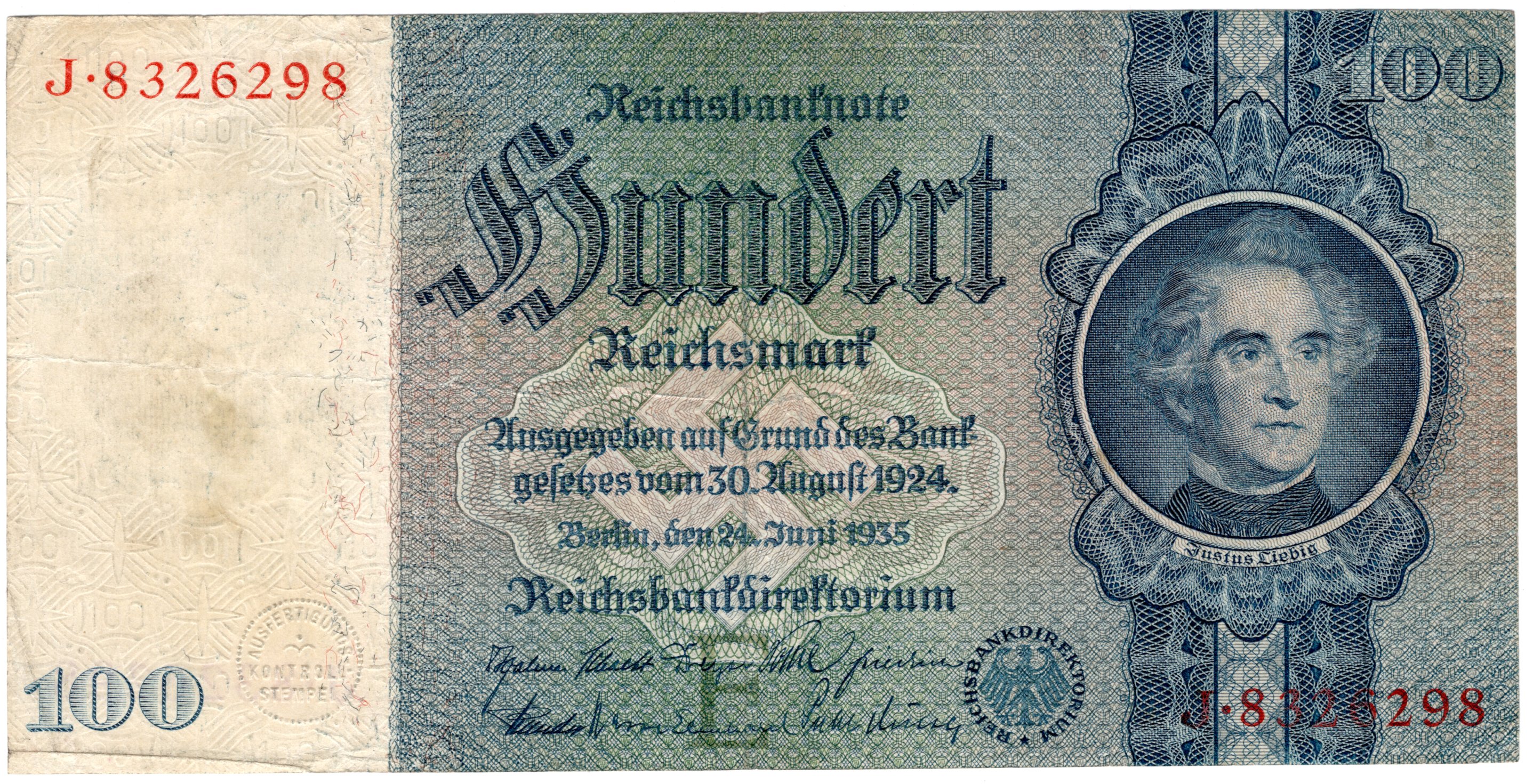 Bankovka Německo 100 Reichsmark 1935 J