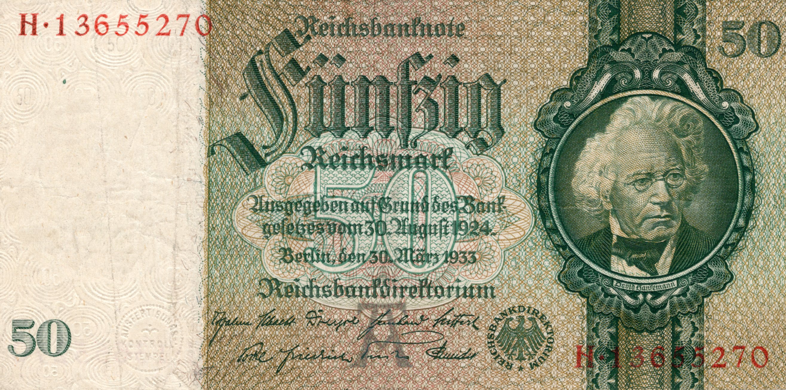 50 Reichsmark 1933, Série H 13655270