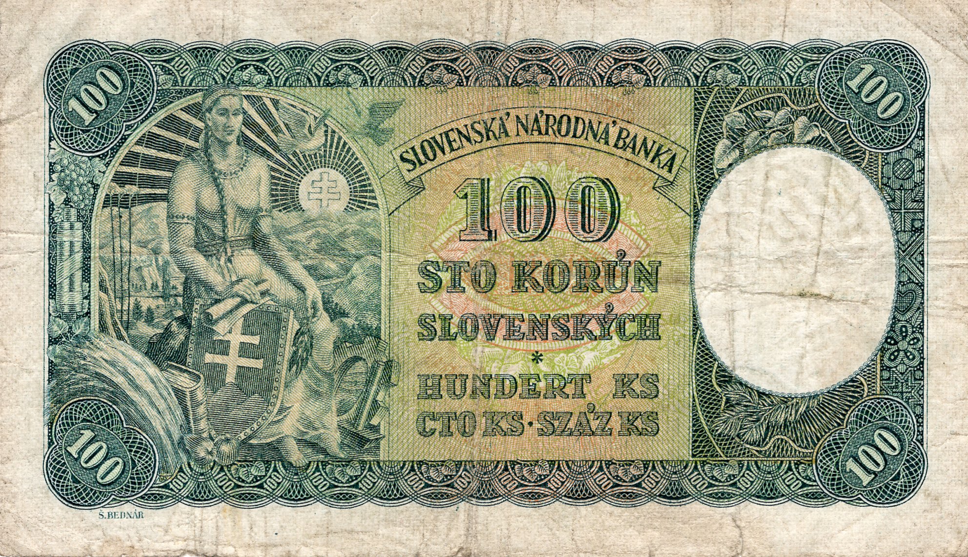 Bankovka 100 Korún 1939, L4 569772