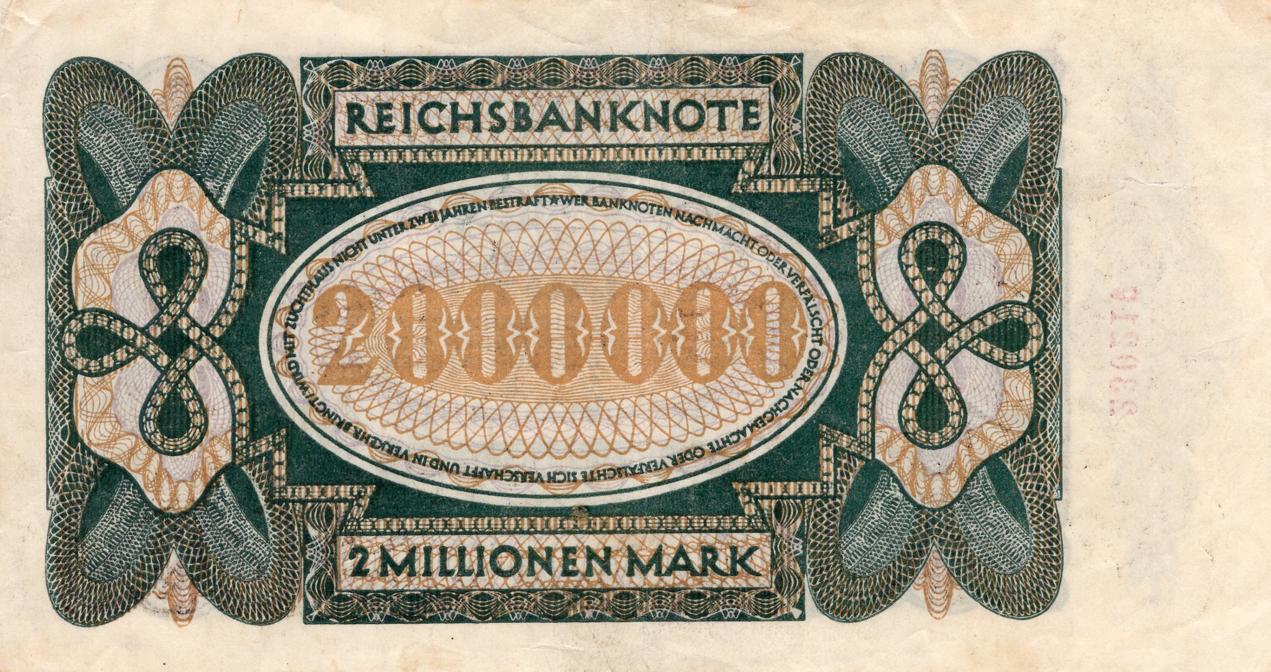 Německá bankovka 2 millionen Mark 1923, Pěkná