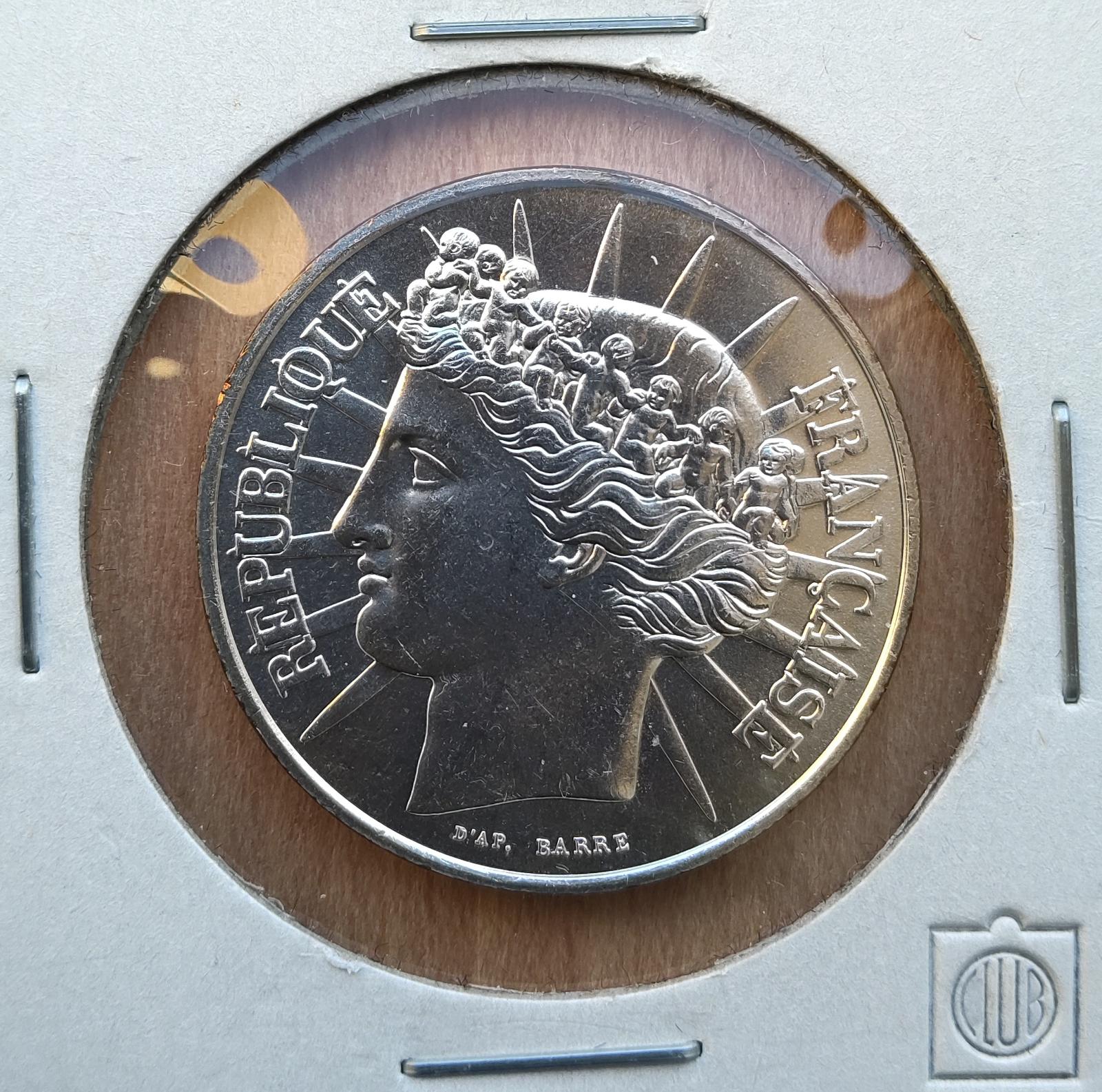 Stříbrný 100 Francs 1988, Bratrství Svoboda Rovnost