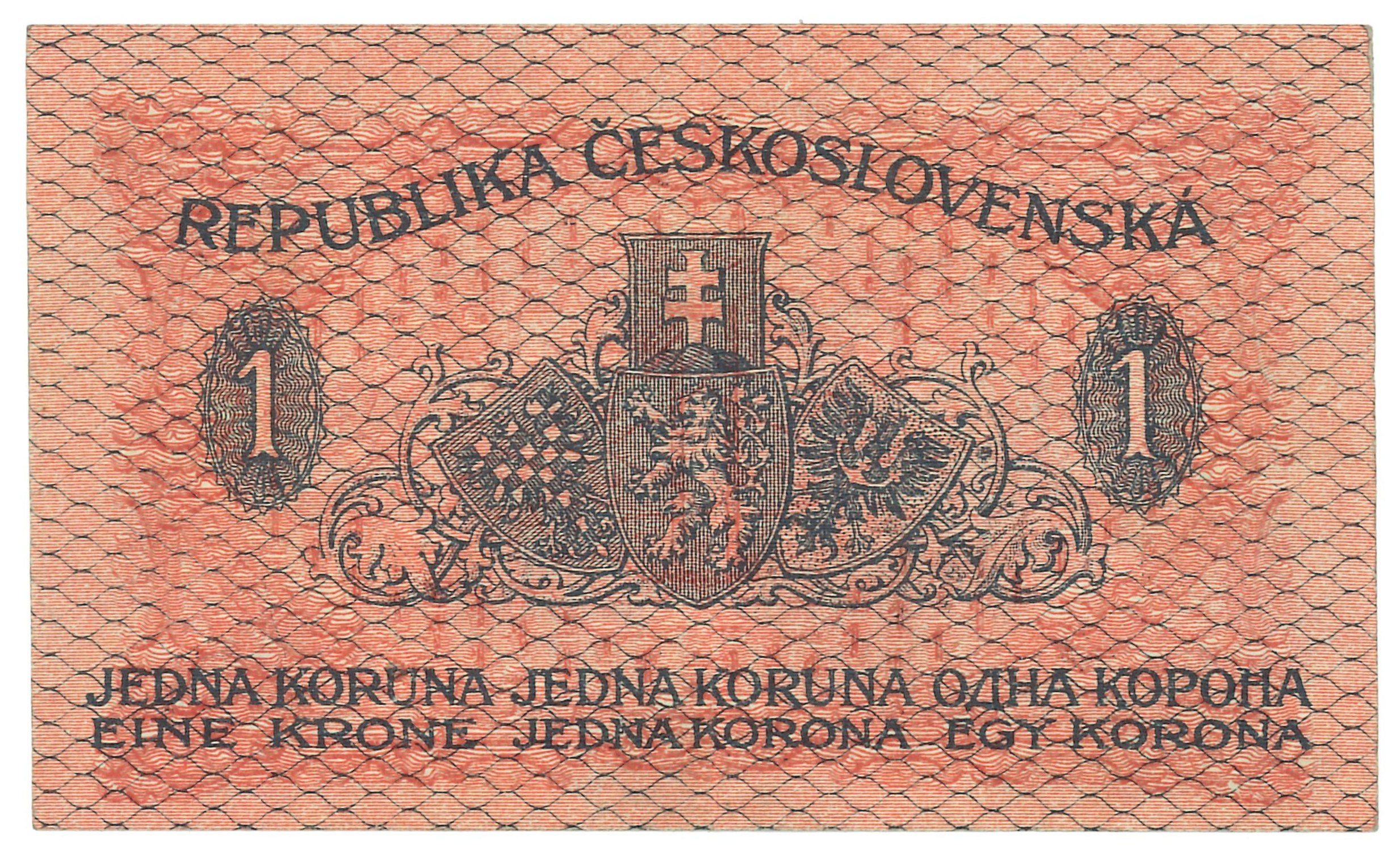Bankovka 1 koruna 1919 Československo Série 043