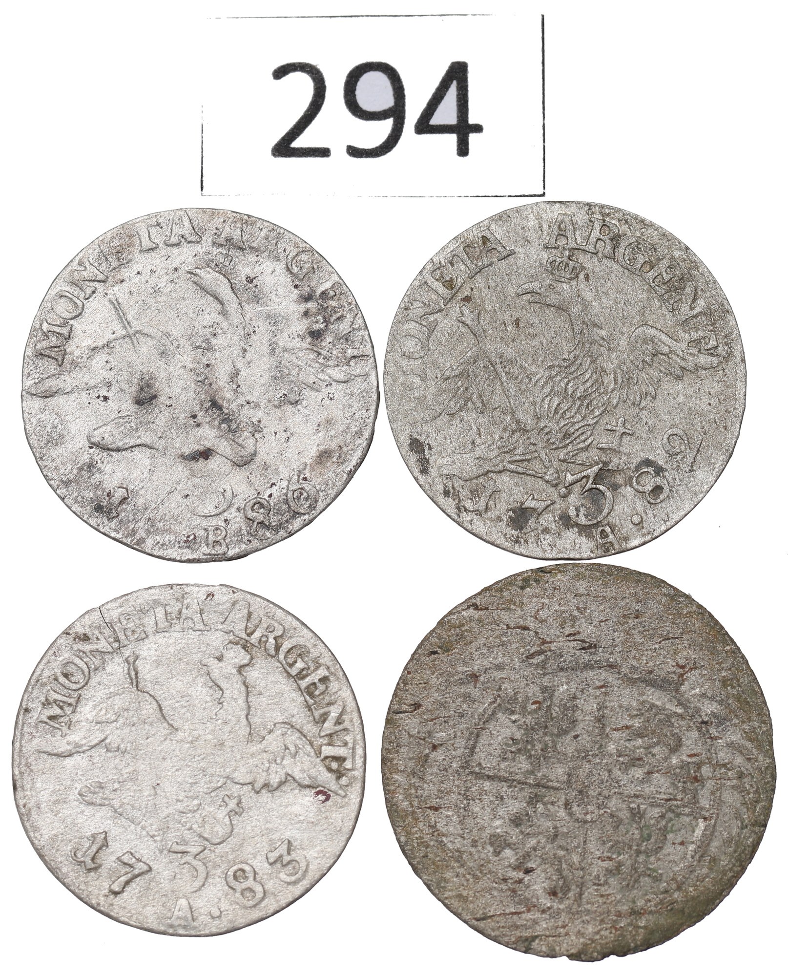 Staré stříbrné mince 4ks Augustus III Sasko a Prusko