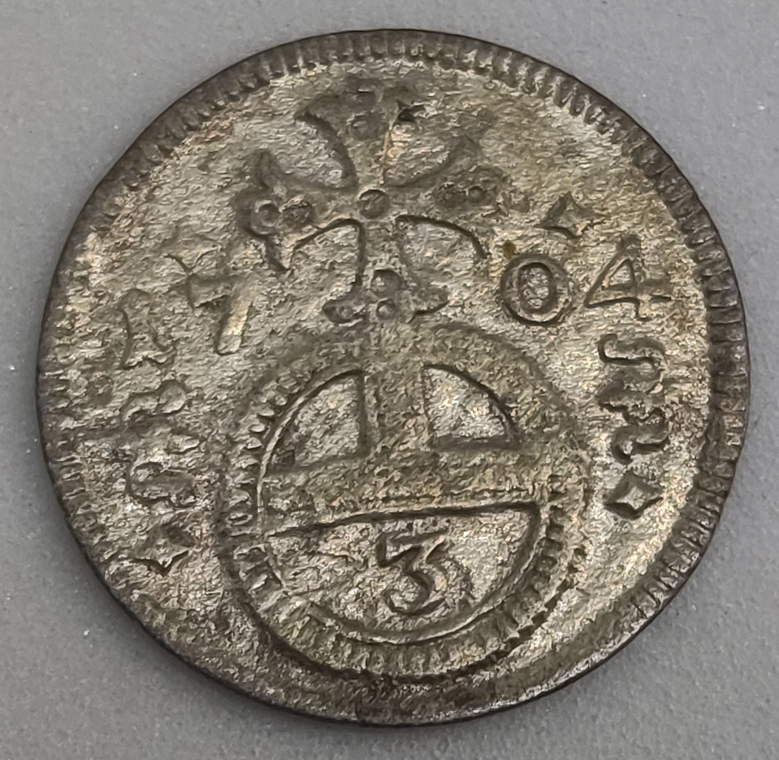 Stříbrná mince 1704 Leopold I. Grešle trojník Opole, Kod 4044