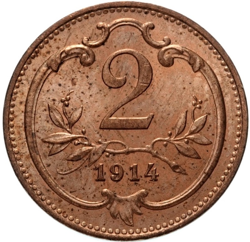 Mince 2 haléř 1914, František Josef I. Ražební lesk 0/0, 4049
