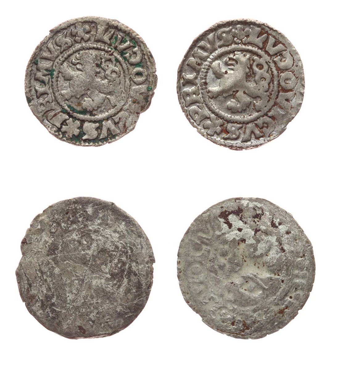 Stříbrné malé bílé mince, 2ks ! Rok 1520, Kod 4056