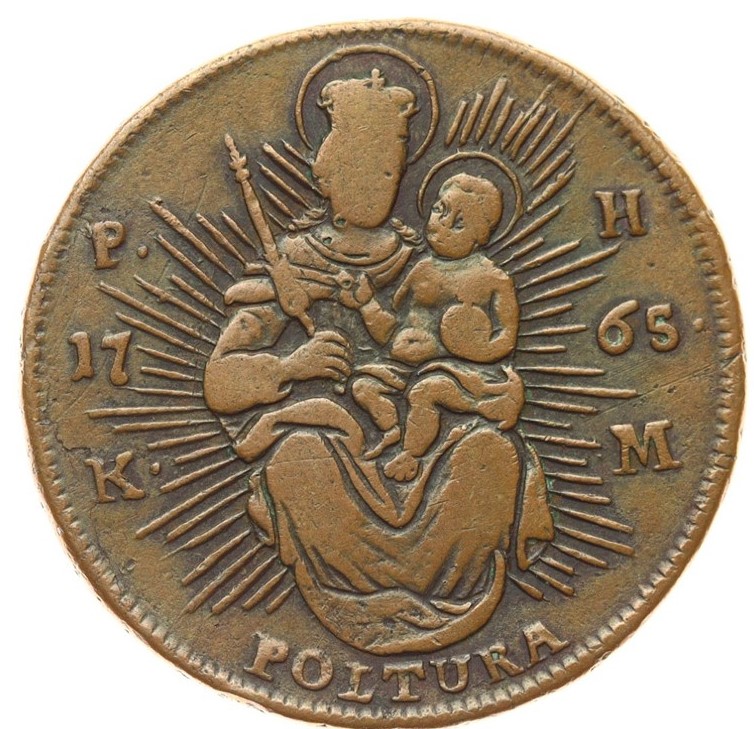 Měděná mince 1 poltura KM, Marie Terezie, Rok 1765, Kod 4057, Krásná !