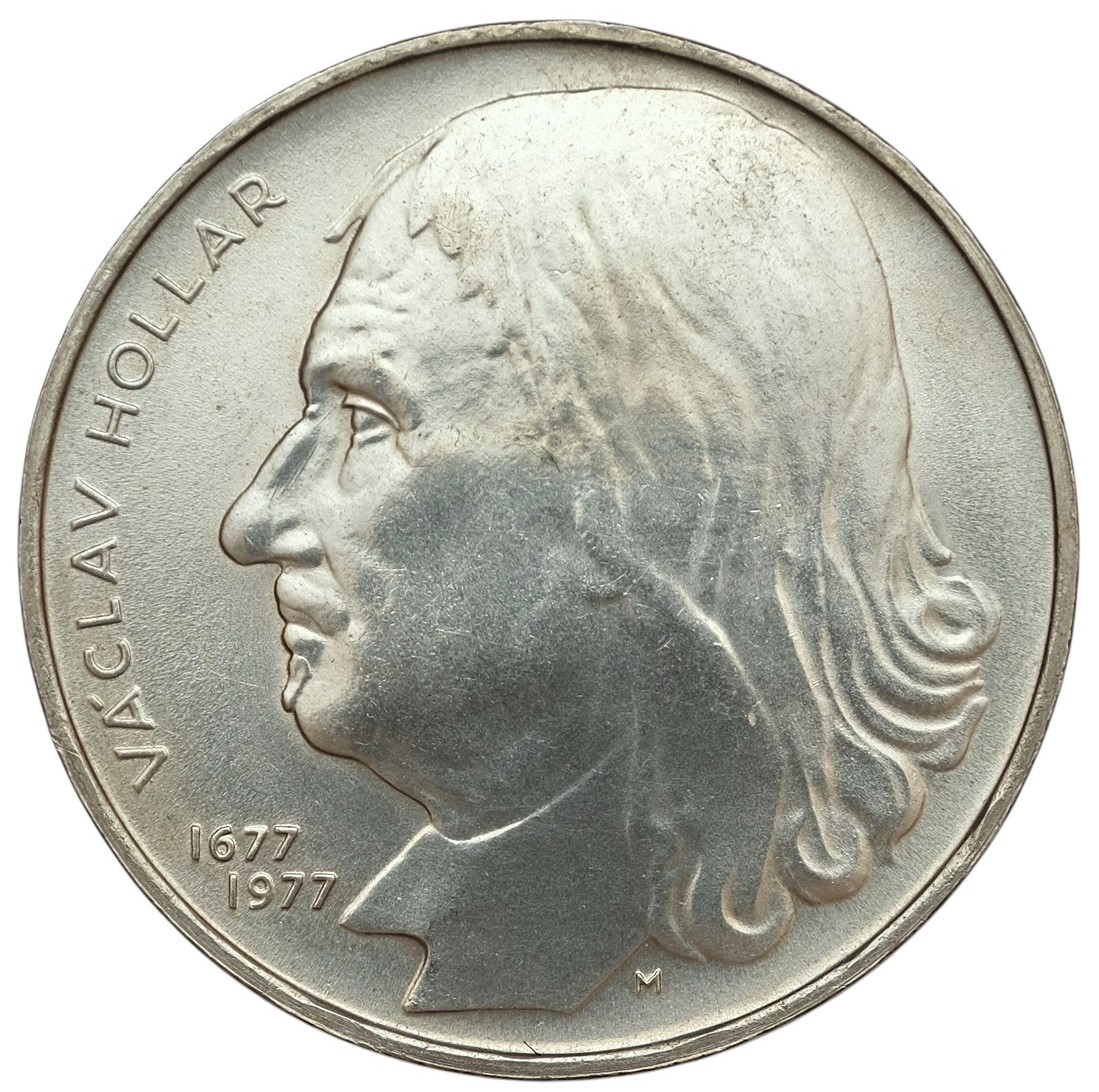 Stříbrná mince 100 Korun - Václav Hollar 1977, 15 gramů - Kod 4063, Velice krásný kus !