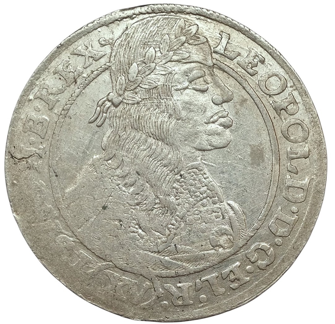 Stříbrná mince Leopold I., 15 krejcar, Rok 1663 - Vzácný typ !!!