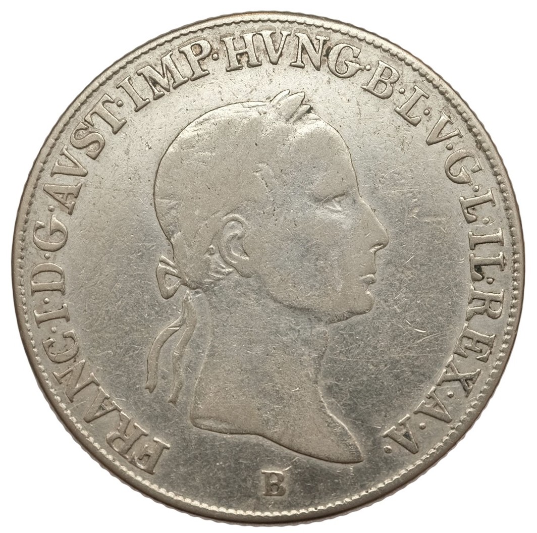 Stříbrná mince 20 krejcarů 1835 B, 6.55 gramů