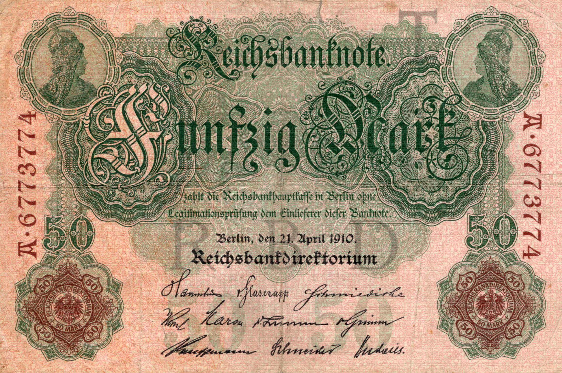 Německá Bankovka 50 Marek rok 1910, A 6773774