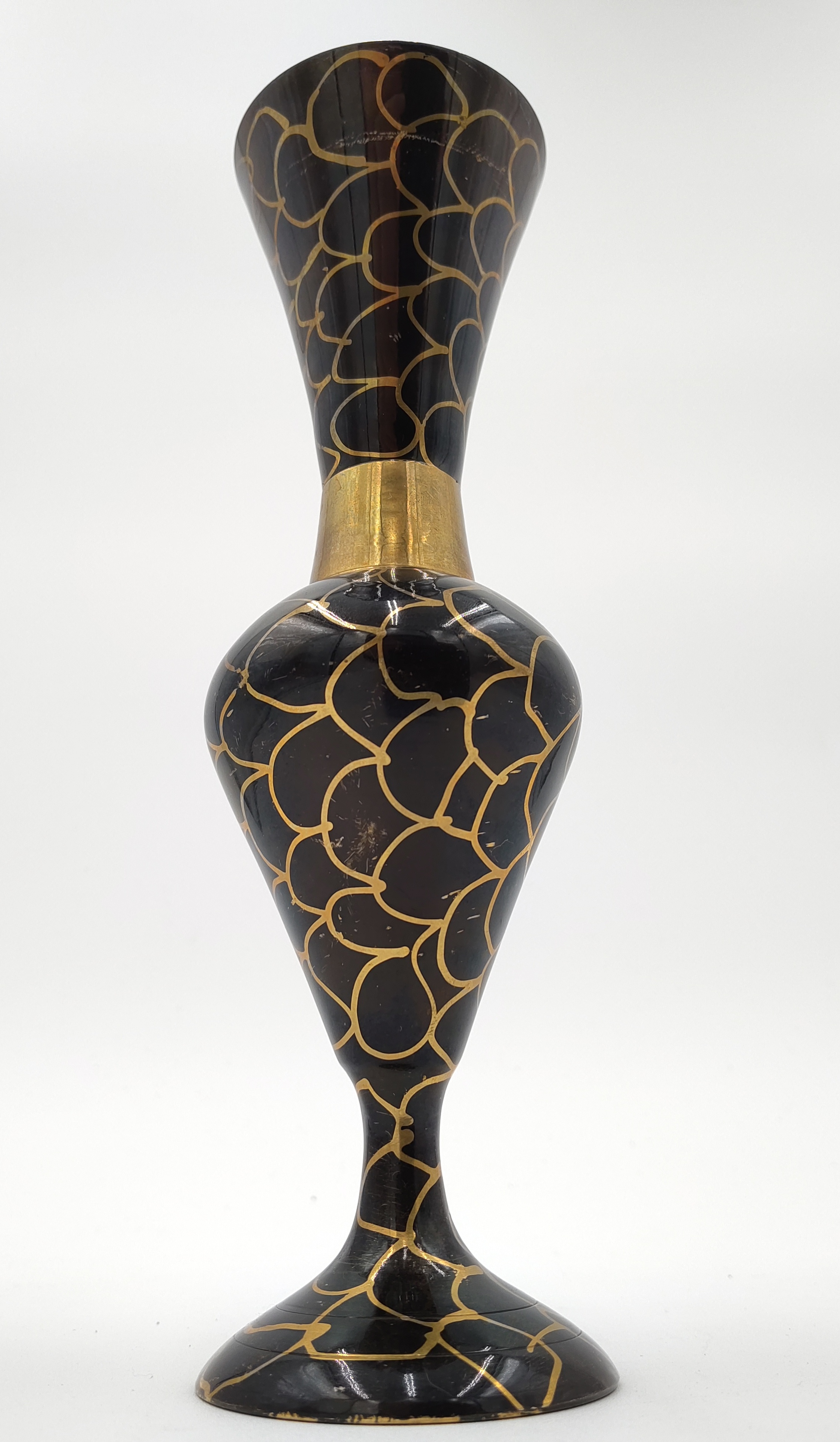 Mosazní Vázička 18 cm. Černo-Zlatá a velice krásná !