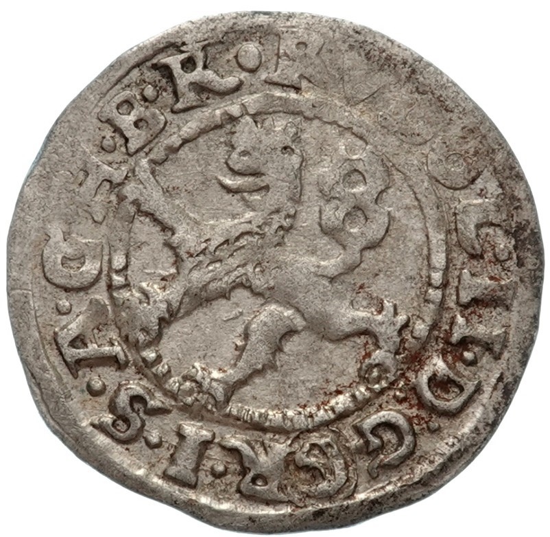 Pěkný Stříbrný Malý groš, České Budějovice - Rudolf II., 1593, 0,94 gramů