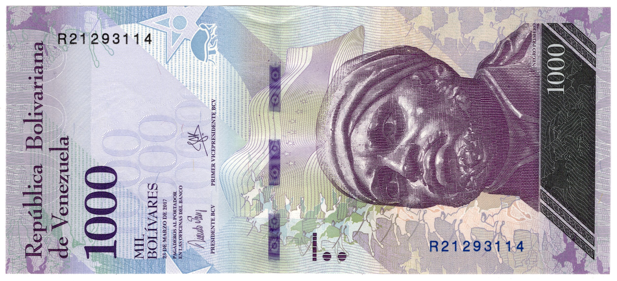 Bankovka 1000 Bolívares 2017, Venezuela, R 21293114