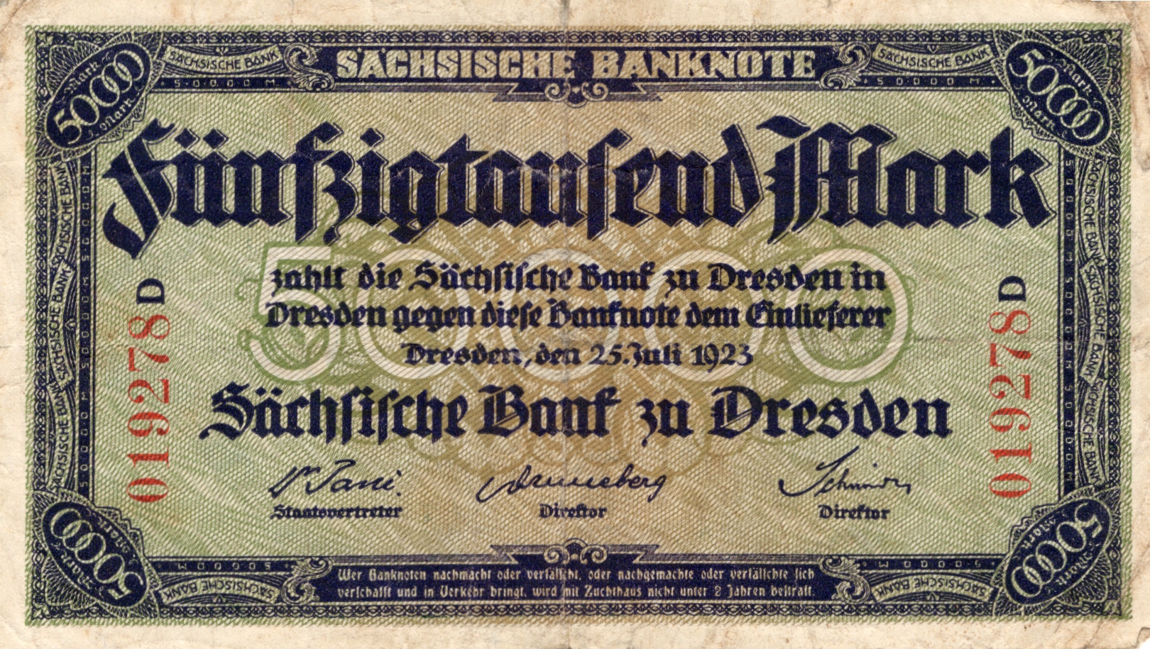 Bankovka 50 000 Marek 1923 Série 019278 D