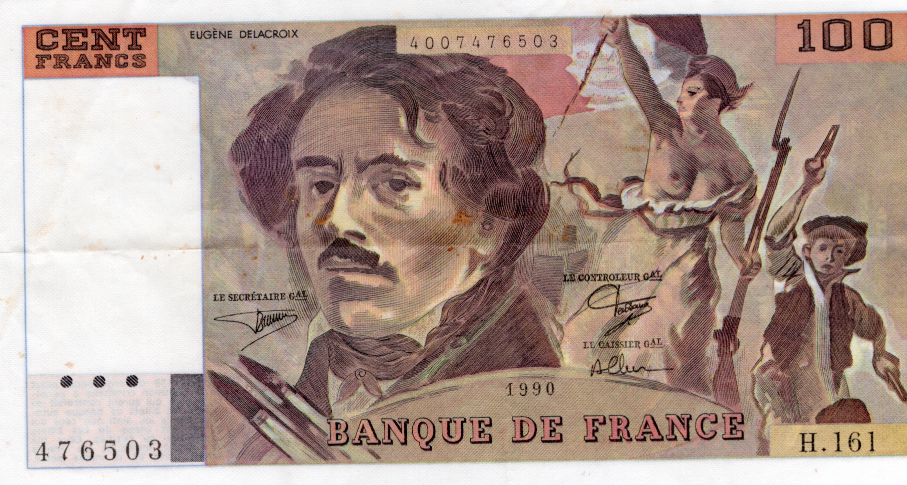 100 Francs 1990, Série H161 476503
