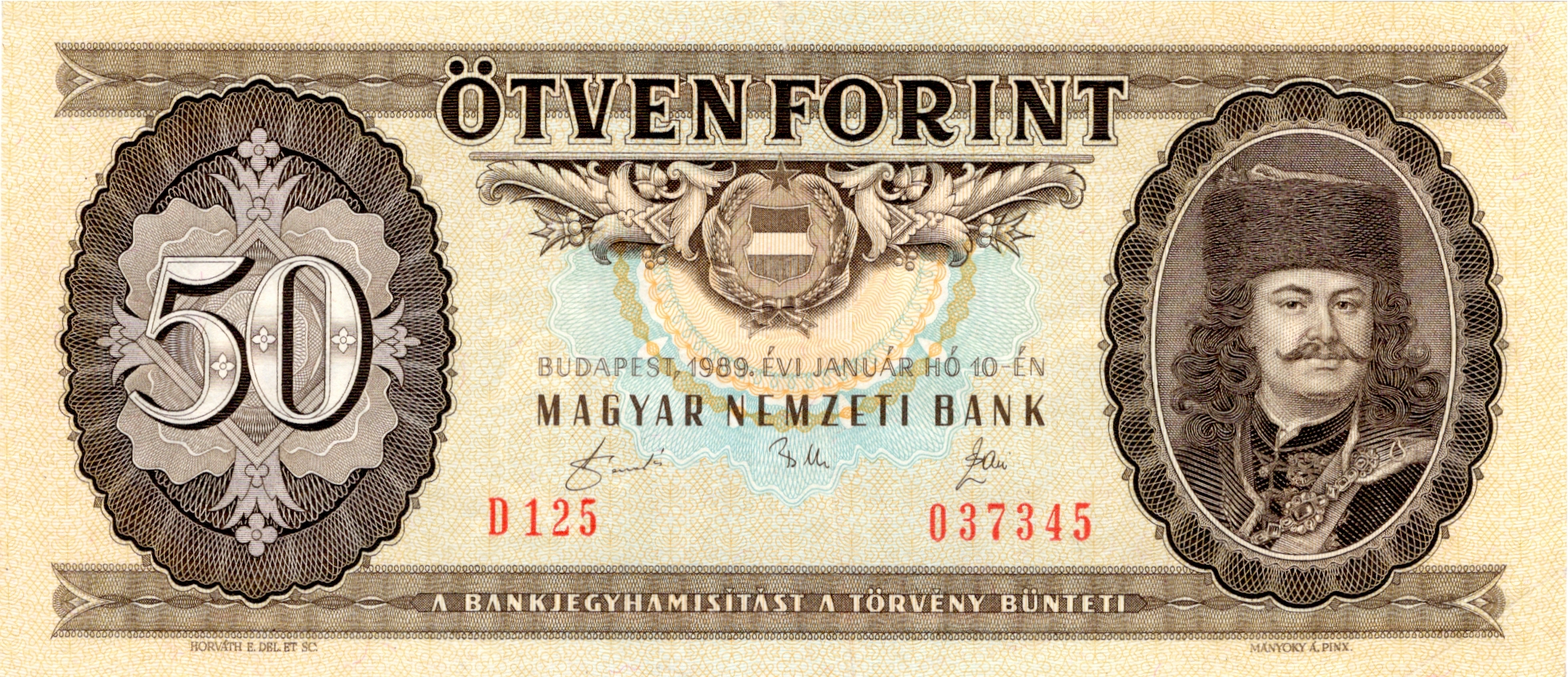 50 Forint 1989, D 125 037345
