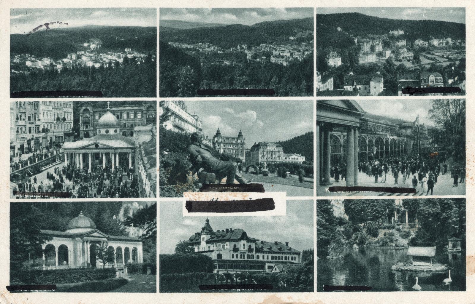 Stará Pohlednice Mariánské Lázně, rok 1947