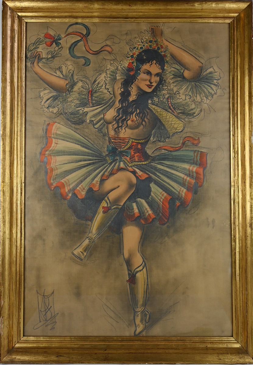 Obraz Jaroslav Štika 95cm x 66cm ! Akt č.9, ZASKLENO !