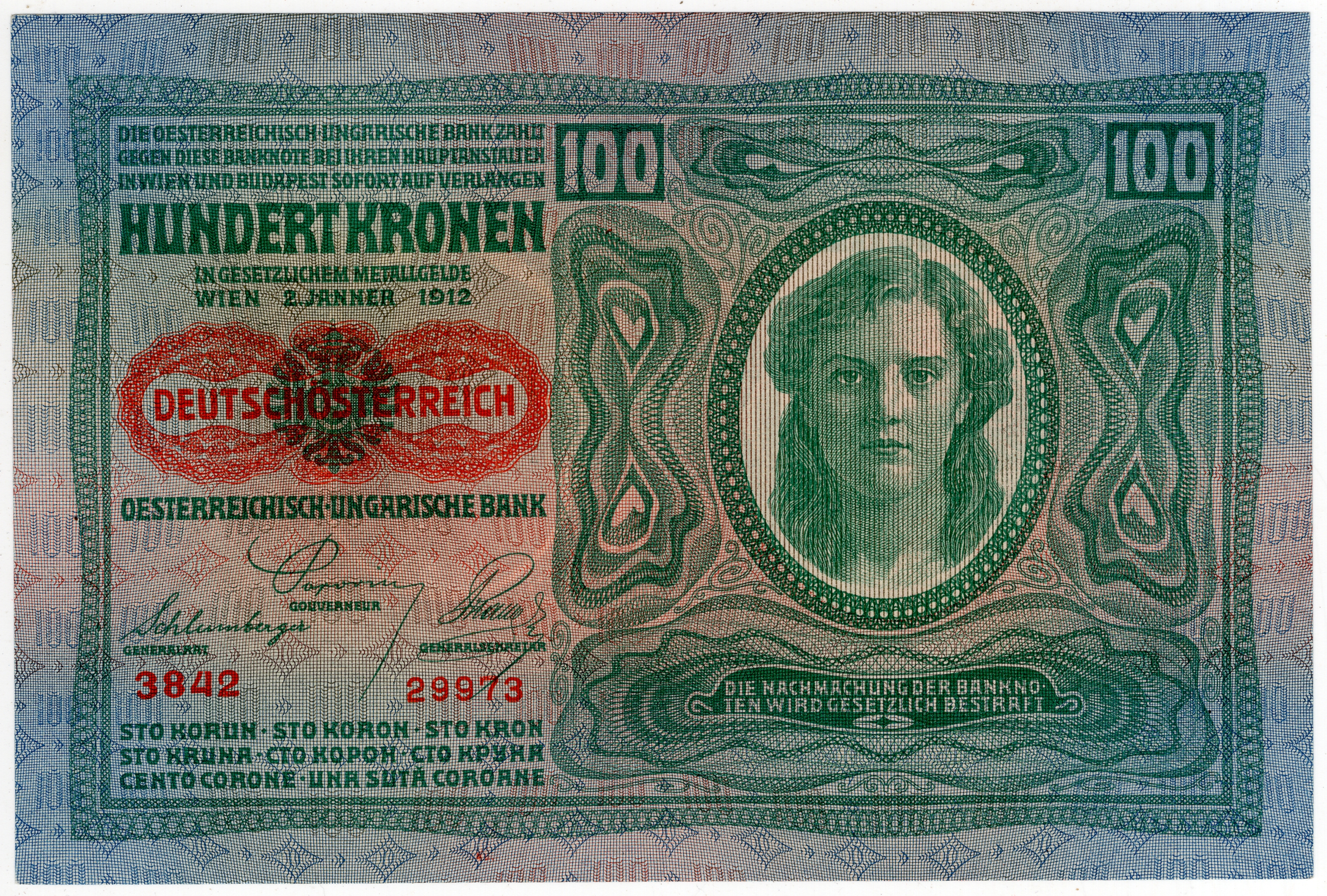 100 Kronen 1912, Série 29973  3842