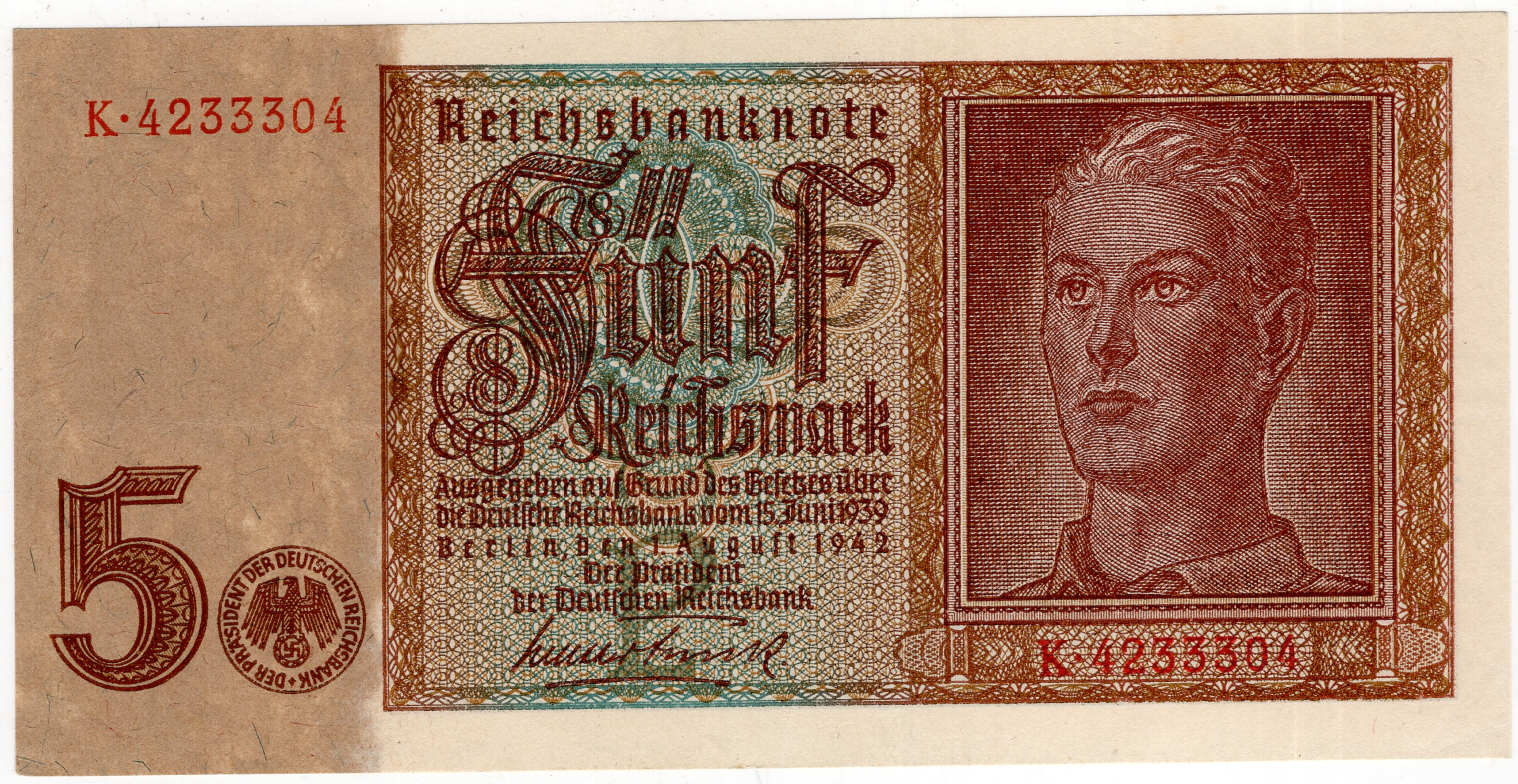 5 Reichsmark 1942, Série K 4233304